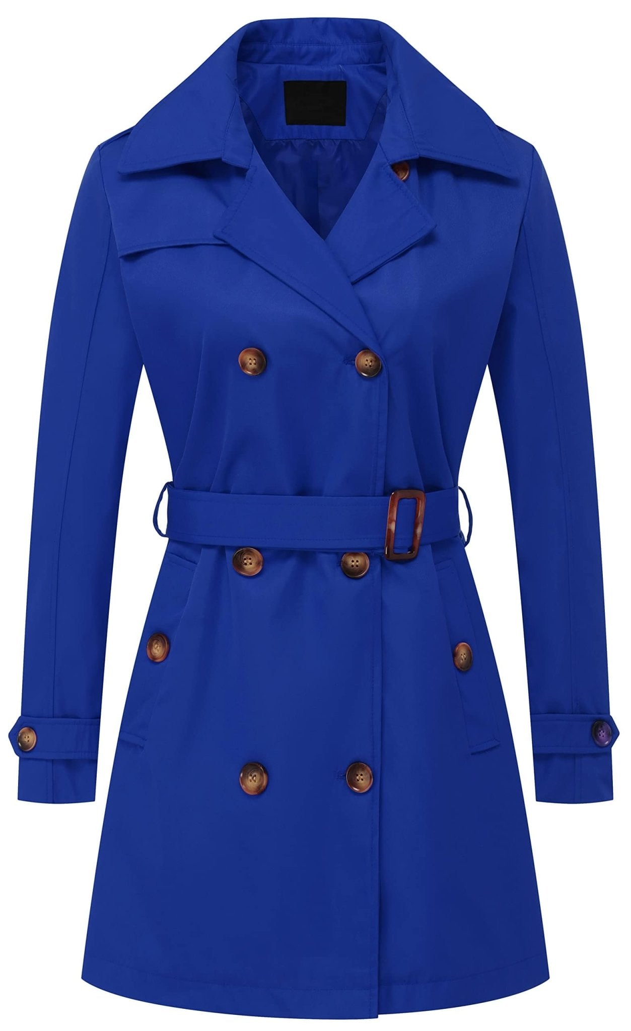 Chrisuno Women's Double Breasted Trench Coats Mid - Length Belted Overcoat Long Dress Jacket with Detachable Hood - Xpressa