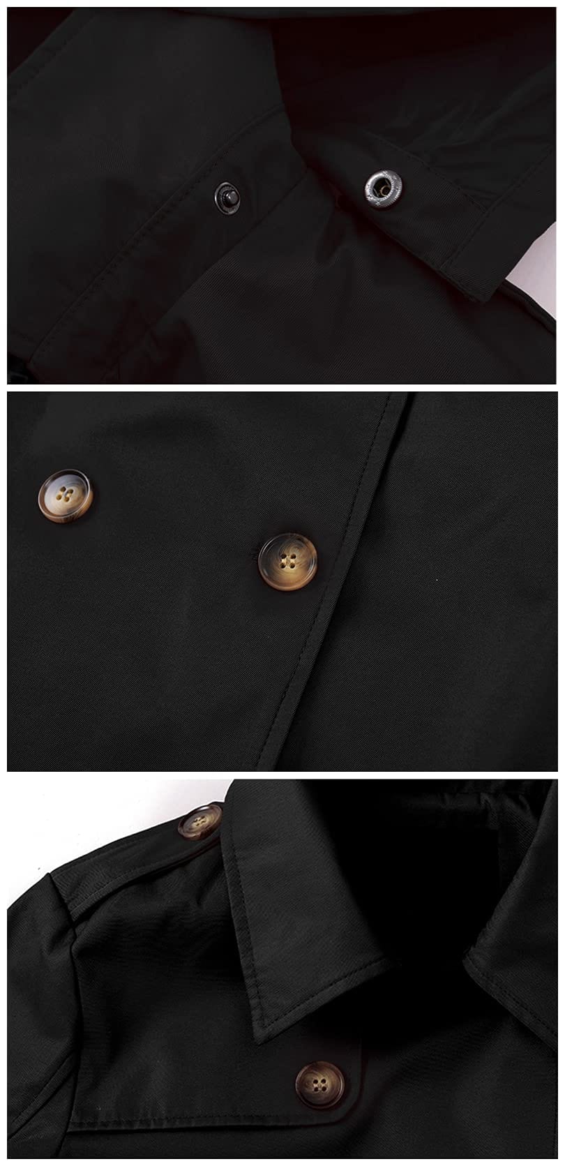 Chrisuno Women's Double Breasted Trench Coats Mid - Length Belted Overcoat Long Dress Jacket with Detachable Hood - Xpressa