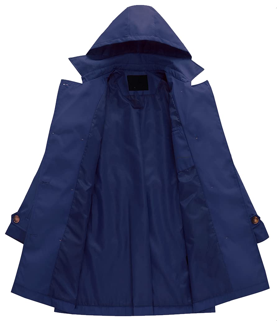 Chrisuno Women's Double Breasted Trench Coats Mid - Length Belted Overcoat Long Dress Jacket with Detachable Hood - Xpressa