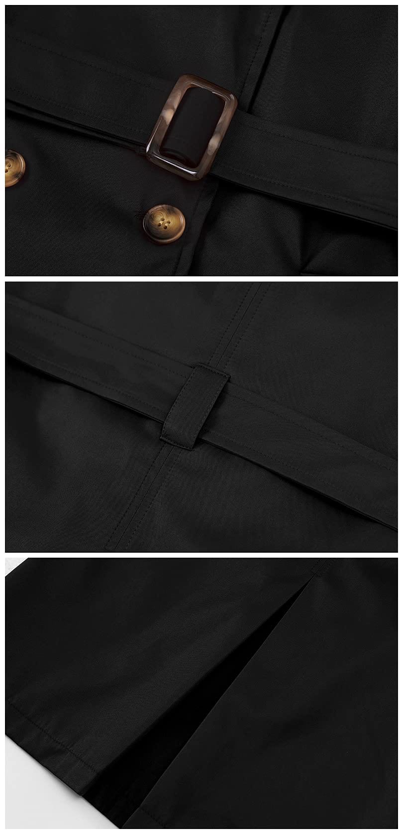 Chrisuno Women's Double Breasted Trench Coats Mid - Length Belted Overcoat Long Dress Jacket with Detachable Hood - Xpressa