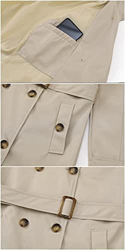 Chrisuno Women's Double Breasted Trench Coats Mid - Length Belted Overcoat Long Dress Jacket with Detachable Hood - Xpressa