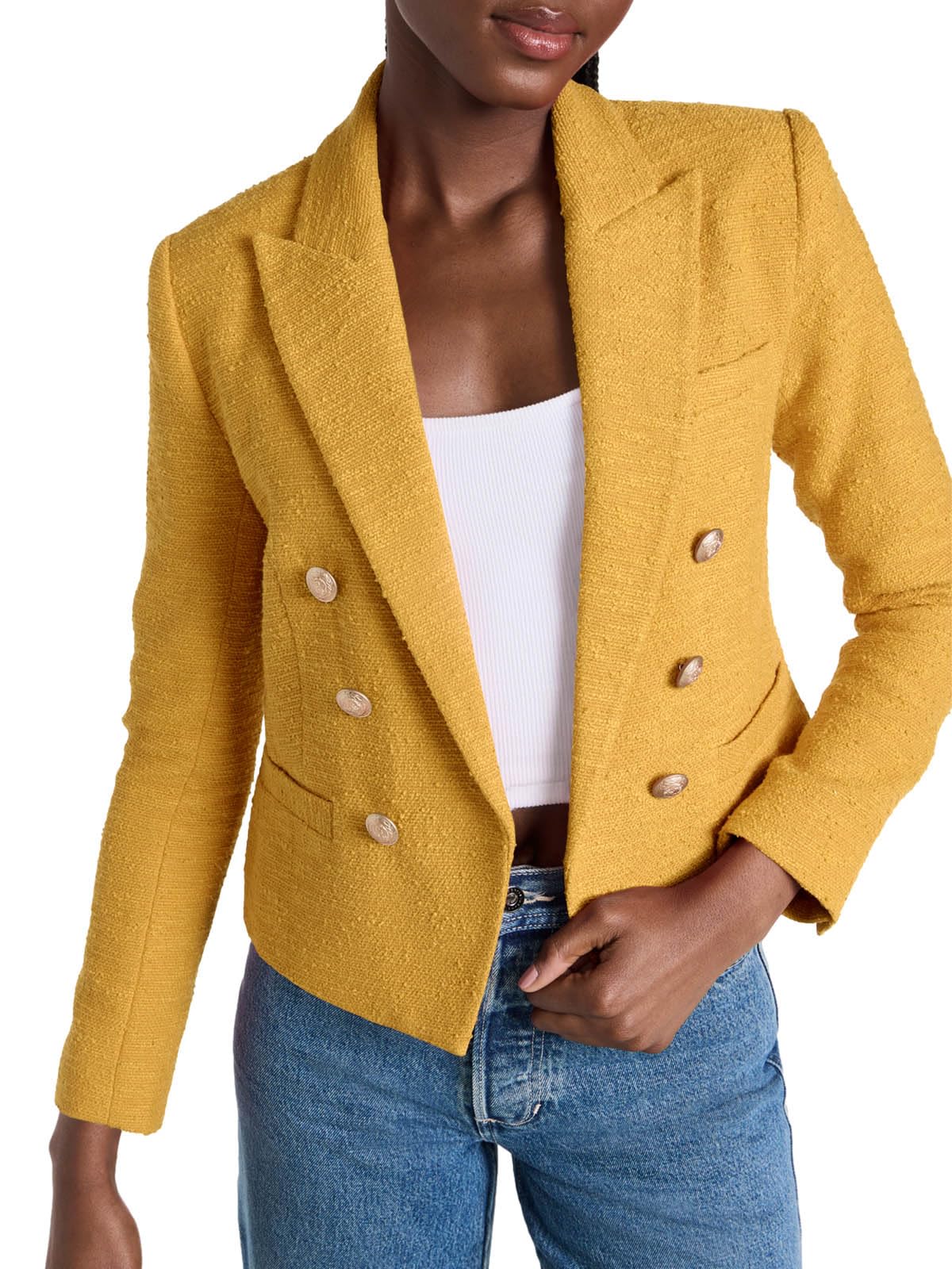 Cicy Bell Women Double Breasted Cropped Blazer Jackets Lapel Open Front Long Sleeve Business Suit Jackets with Pocket - Xpressa