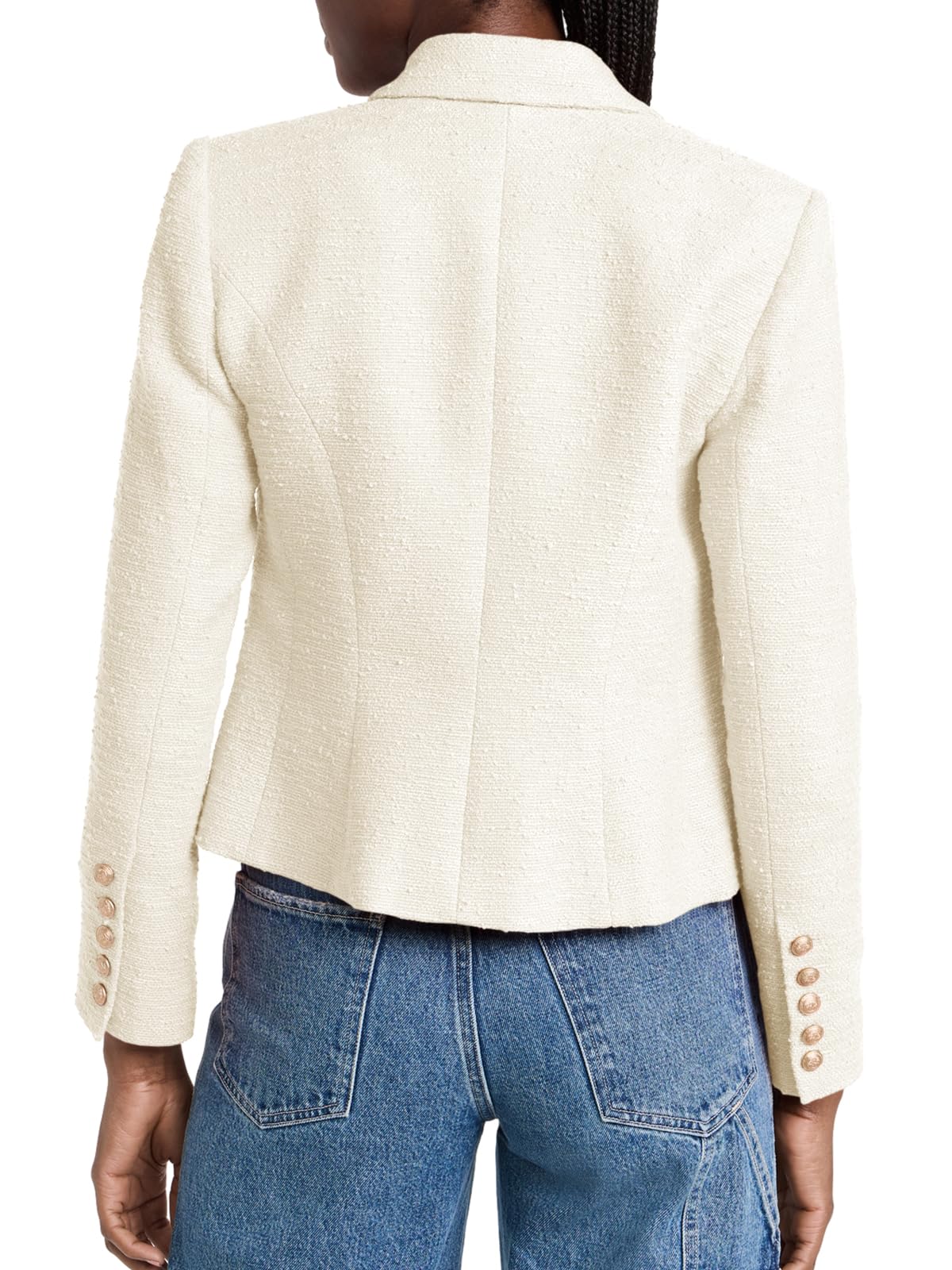 Cicy Bell Women Double Breasted Cropped Blazer Jackets Lapel Open Front Long Sleeve Business Suit Jackets with Pocket - Xpressa