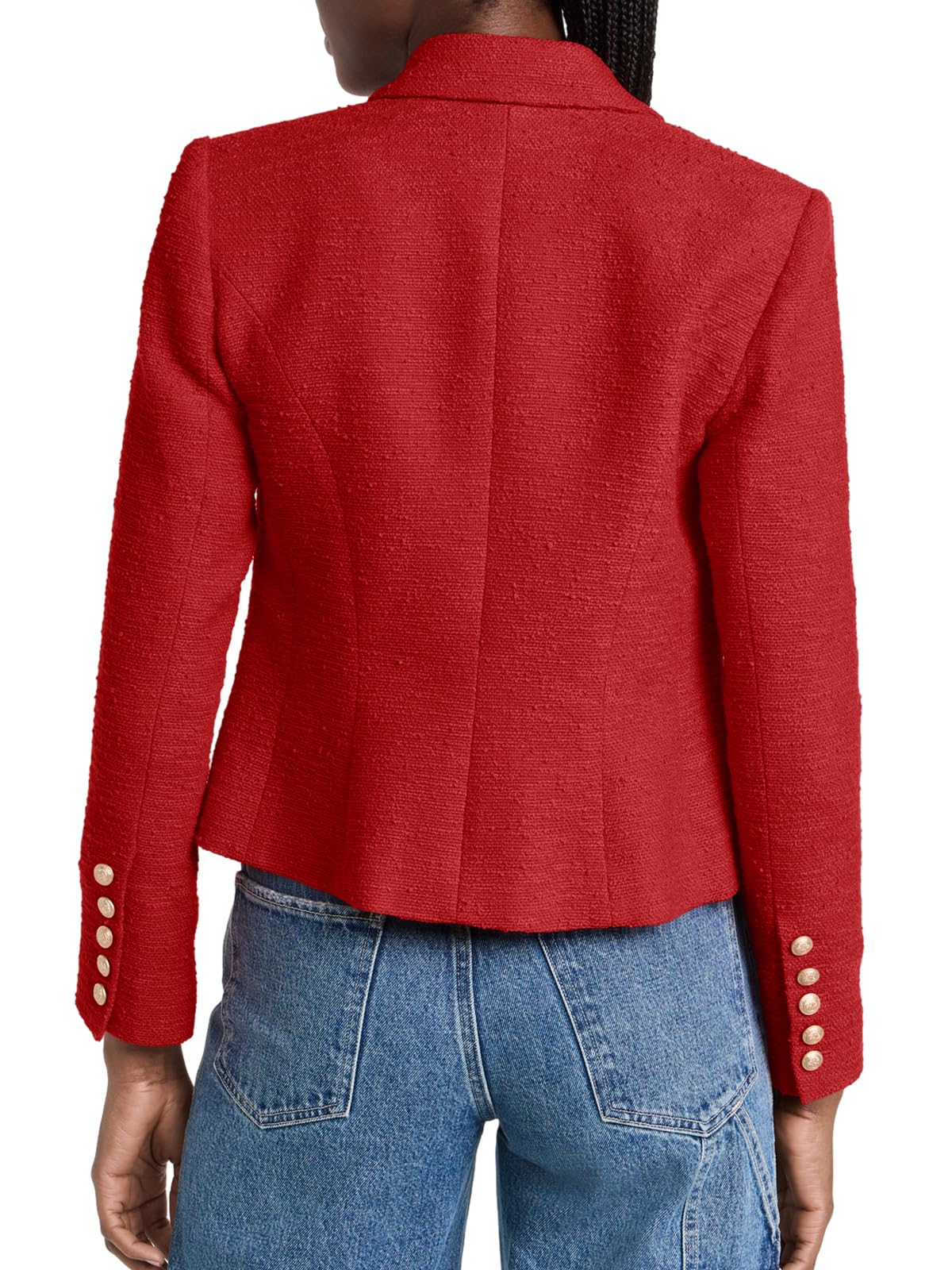 Cicy Bell Women Double Breasted Cropped Blazer Jackets Lapel Open Front Long Sleeve Business Suit Jackets with Pocket - Xpressa