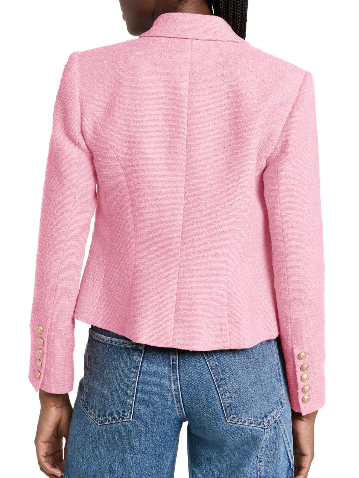 Cicy Bell Women Double Breasted Cropped Blazer Jackets Lapel Open Front Long Sleeve Business Suit Jackets with Pocket - Xpressa