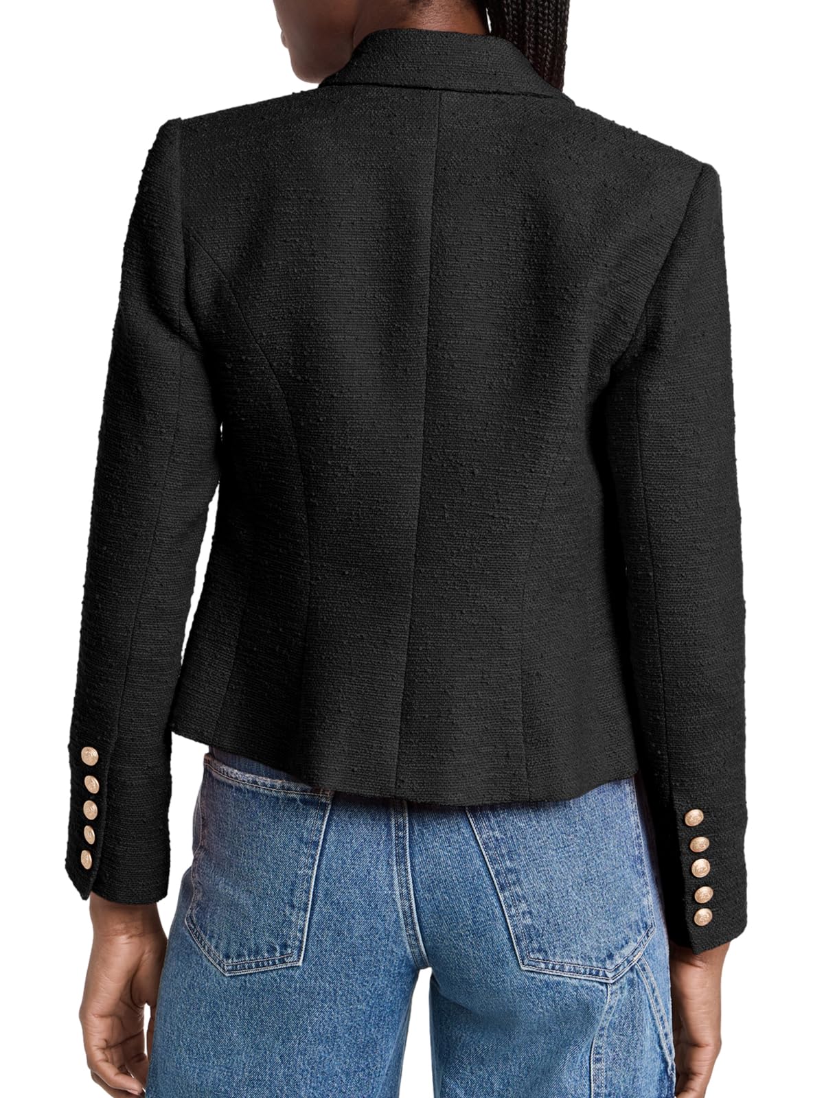 Cicy Bell Women Double Breasted Cropped Blazer Jackets Lapel Open Front Long Sleeve Business Suit Jackets with Pocket - Xpressa