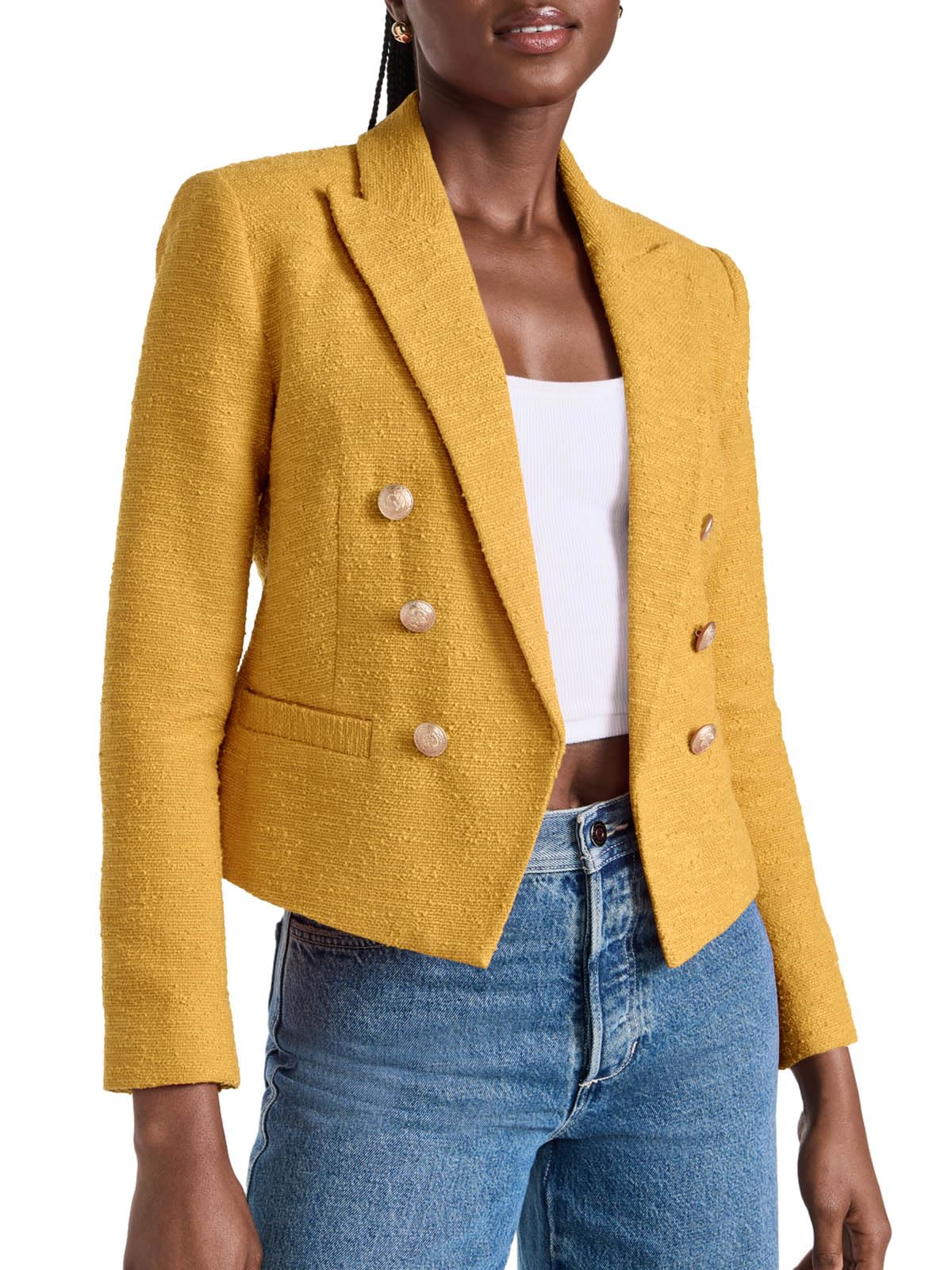 Cicy Bell Women Double Breasted Cropped Blazer Jackets Lapel Open Front Long Sleeve Business Suit Jackets with Pocket - Xpressa