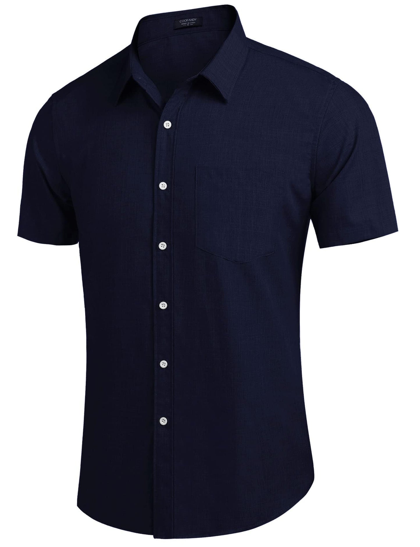 COOFANDY Men's Linen Shirts Casual Button Down Short Sleeve Summer Beach Shirt Hawaiian Vacation Shirts - Xpressa