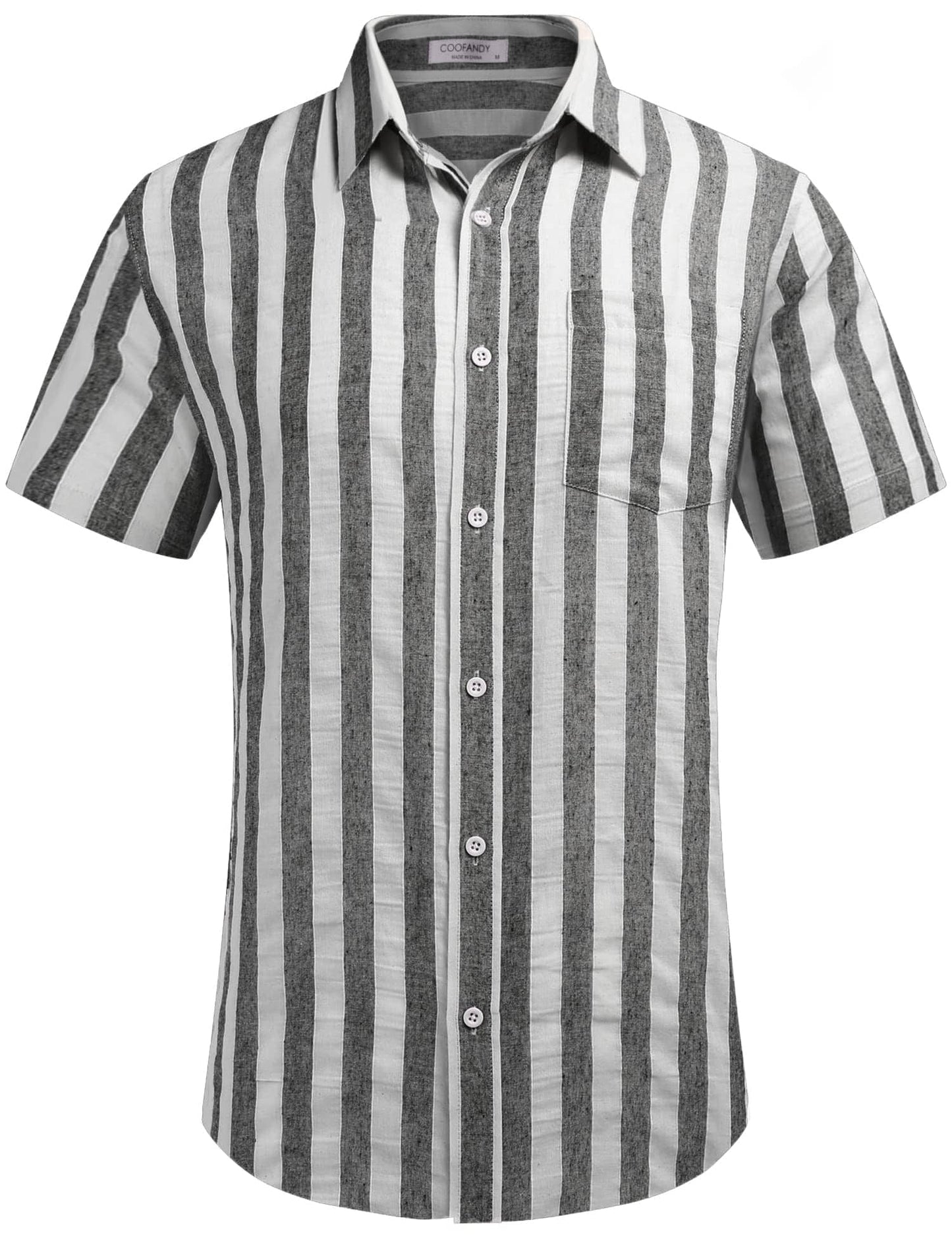COOFANDY Men's Linen Shirts Casual Button Down Short Sleeve Summer Beach Shirt Hawaiian Vacation Shirts - Xpressa