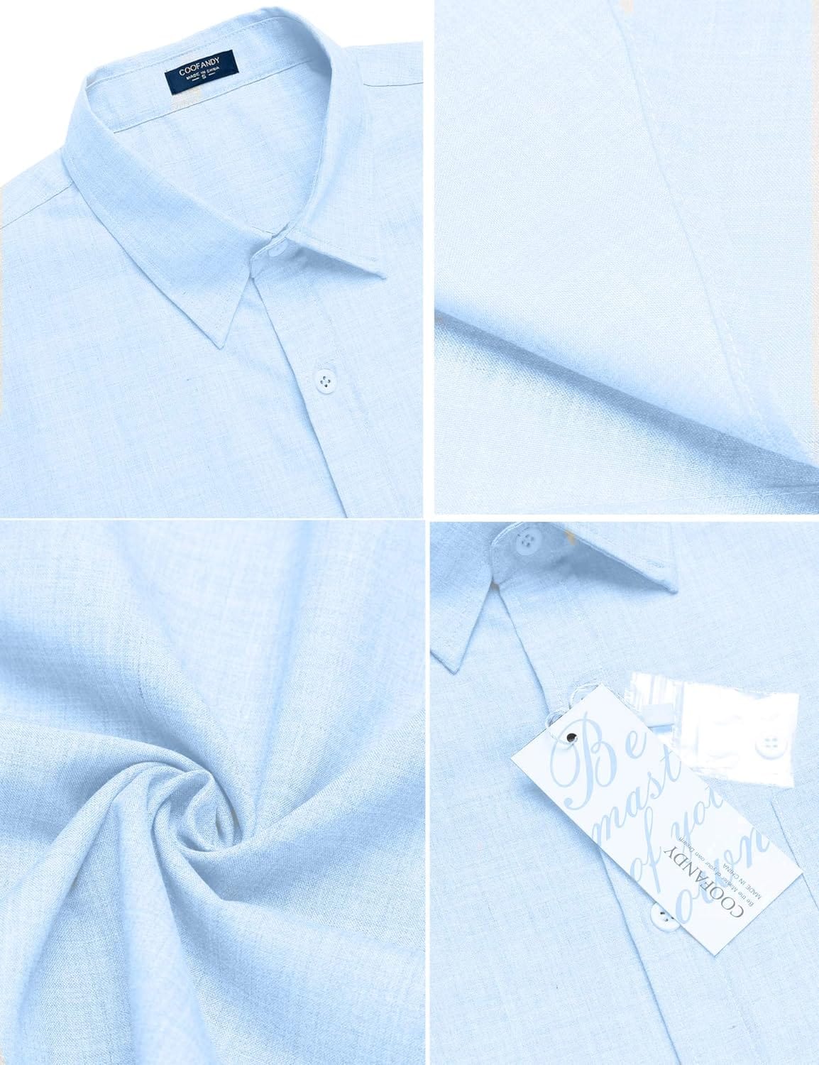 COOFANDY Men's Linen Shirts Casual Button Down Short Sleeve Summer Beach Shirt Hawaiian Vacation Shirts - Xpressa