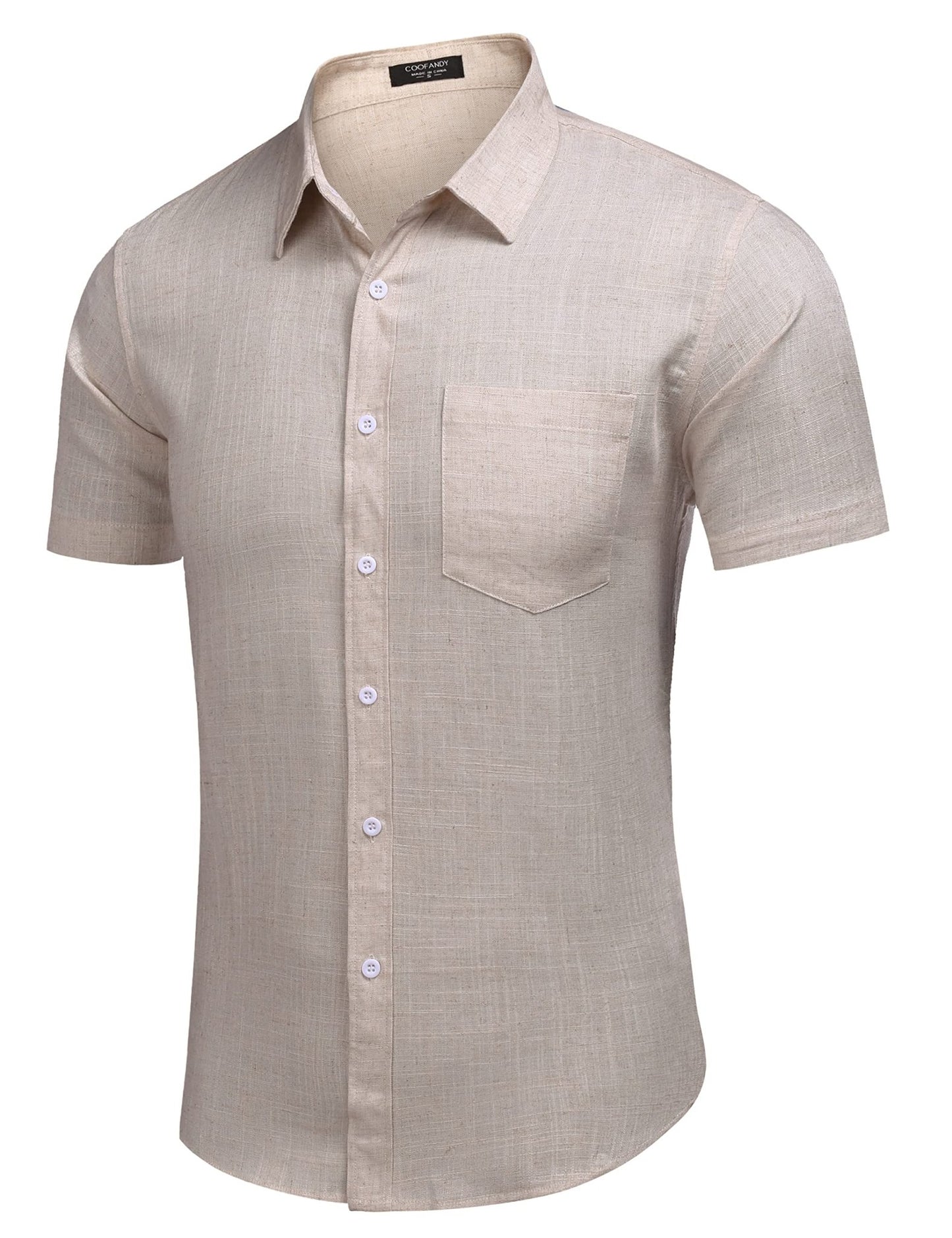 COOFANDY Men's Linen Shirts Casual Button Down Short Sleeve Summer Beach Shirt Hawaiian Vacation Shirts - Xpressa