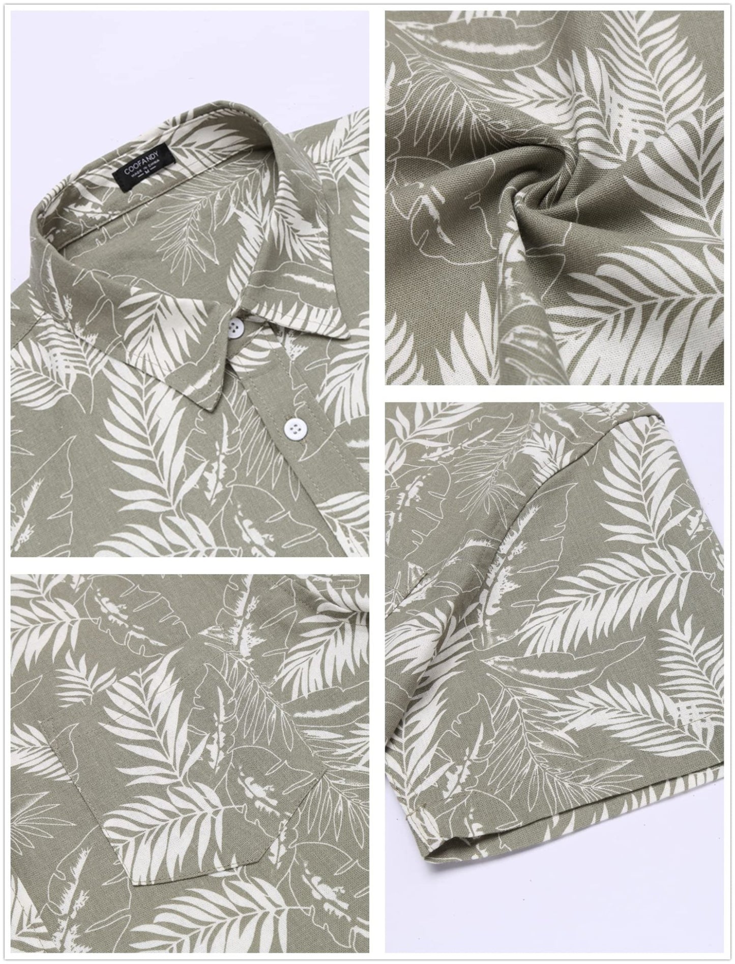COOFANDY Men's Linen Shirts Casual Button Down Short Sleeve Summer Beach Shirt Hawaiian Vacation Shirts - Xpressa