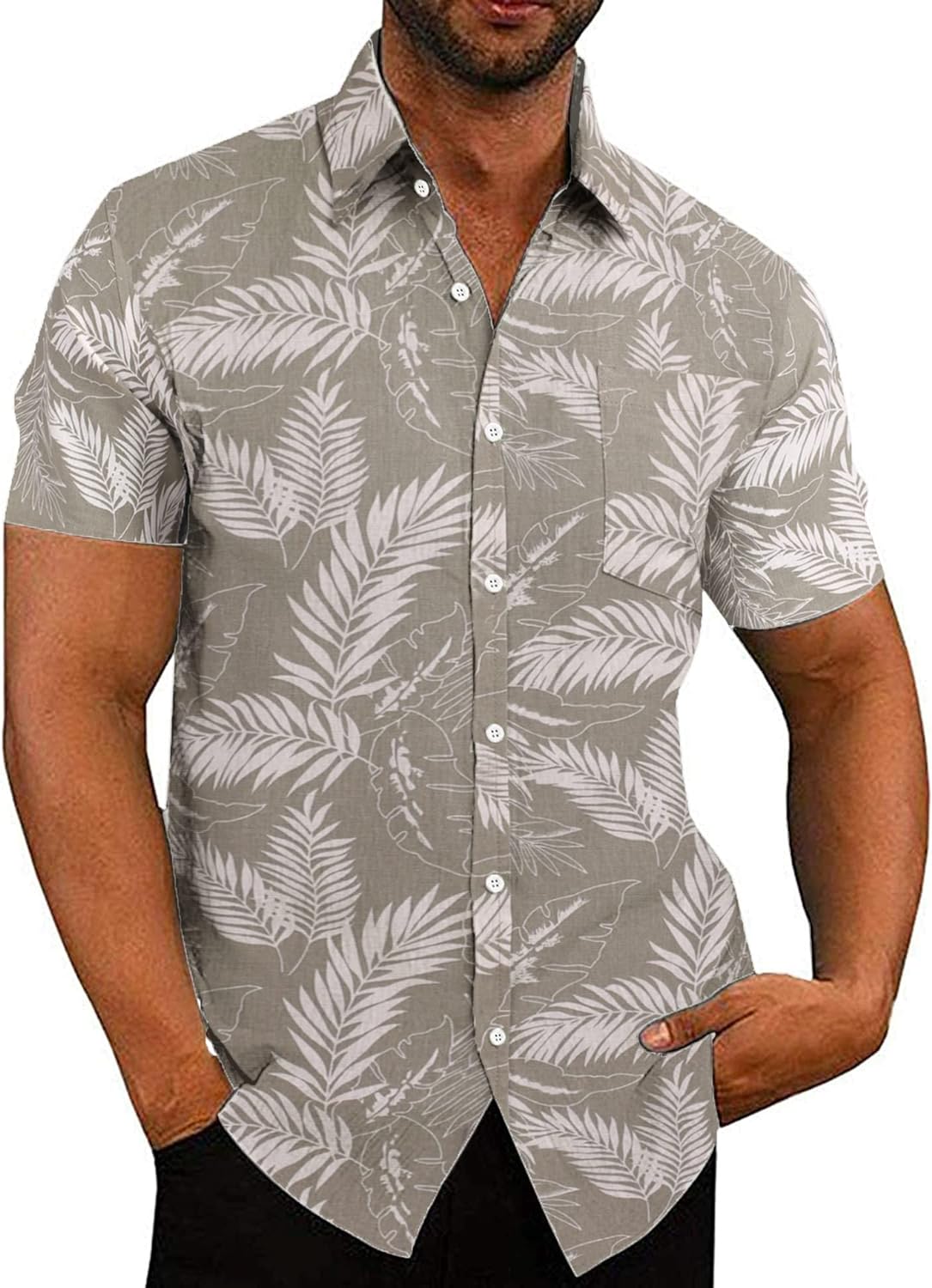 COOFANDY Men's Linen Shirts Casual Button Down Short Sleeve Summer Beach Shirt Hawaiian Vacation Shirts - Xpressa