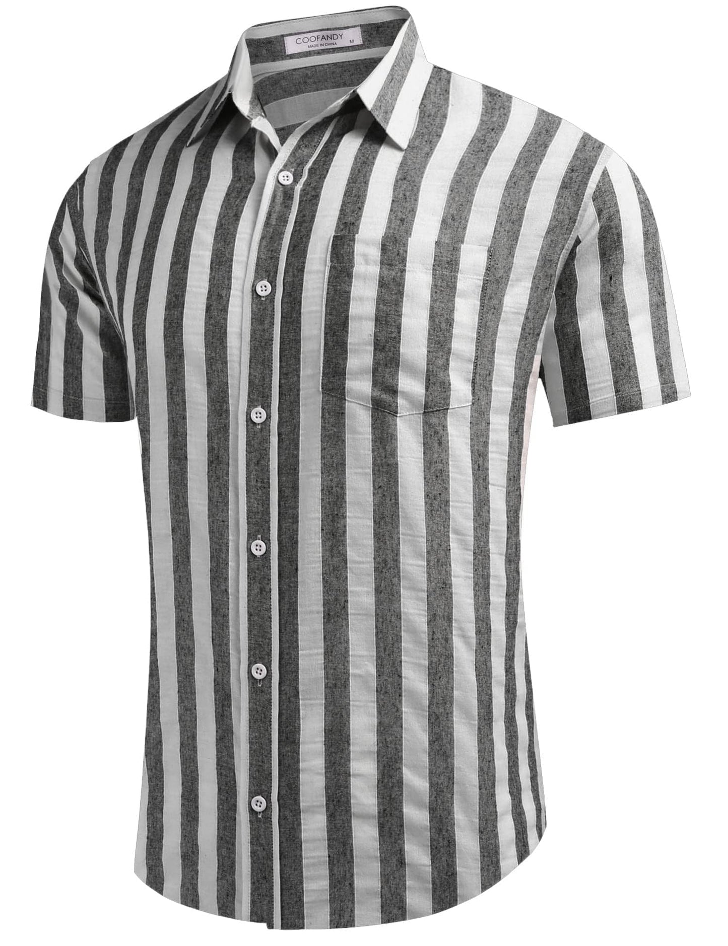 COOFANDY Men's Linen Shirts Casual Button Down Short Sleeve Summer Beach Shirt Hawaiian Vacation Shirts - Xpressa