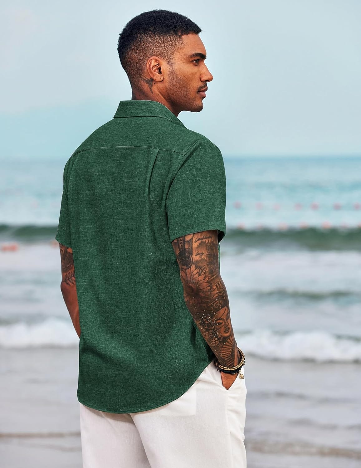 COOFANDY Men's Linen Shirts Casual Button Down Short Sleeve Summer Beach Shirt Hawaiian Vacation Shirts - Xpressa