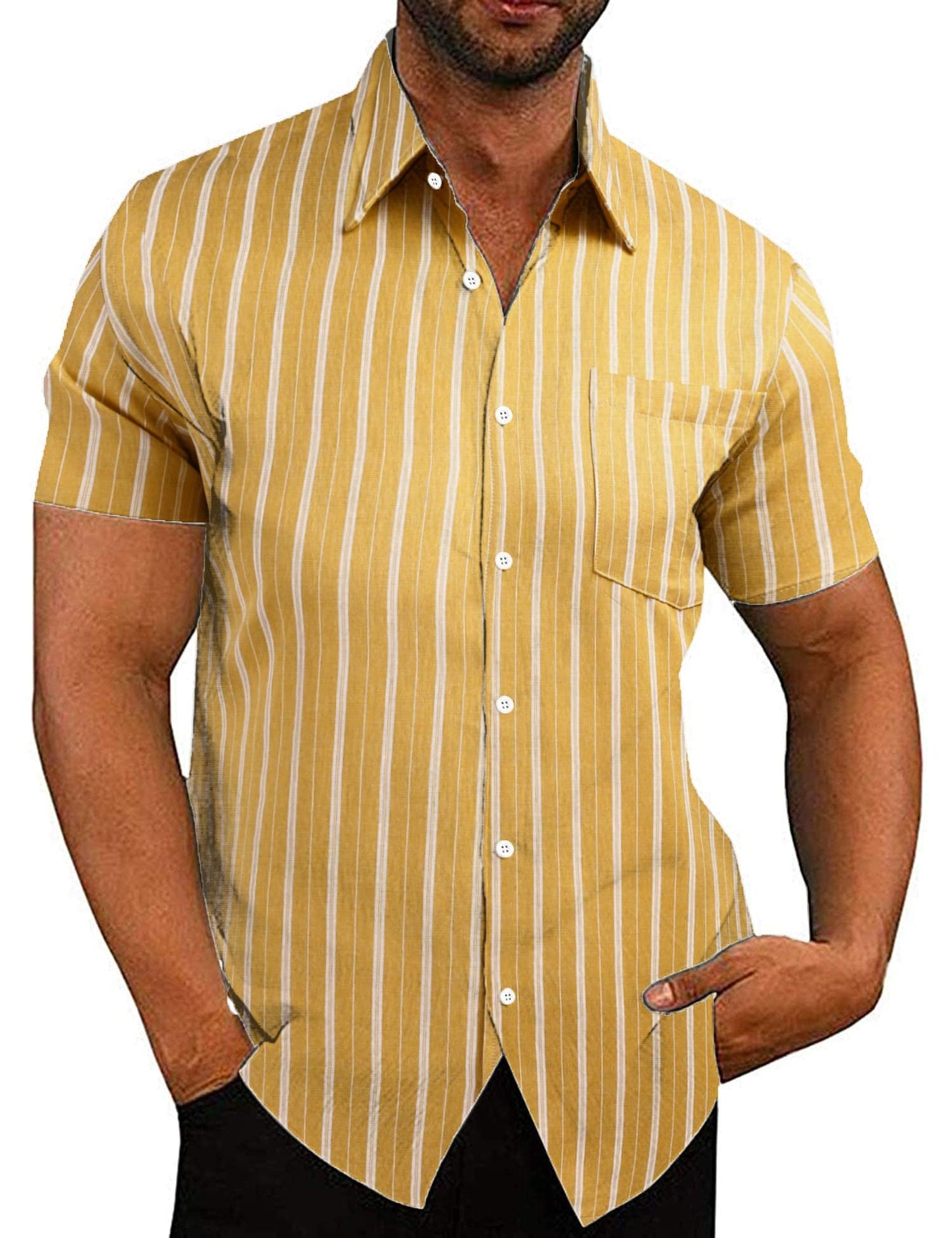 COOFANDY Men's Linen Shirts Casual Button Down Short Sleeve Summer Beach Shirt Hawaiian Vacation Shirts - Xpressa