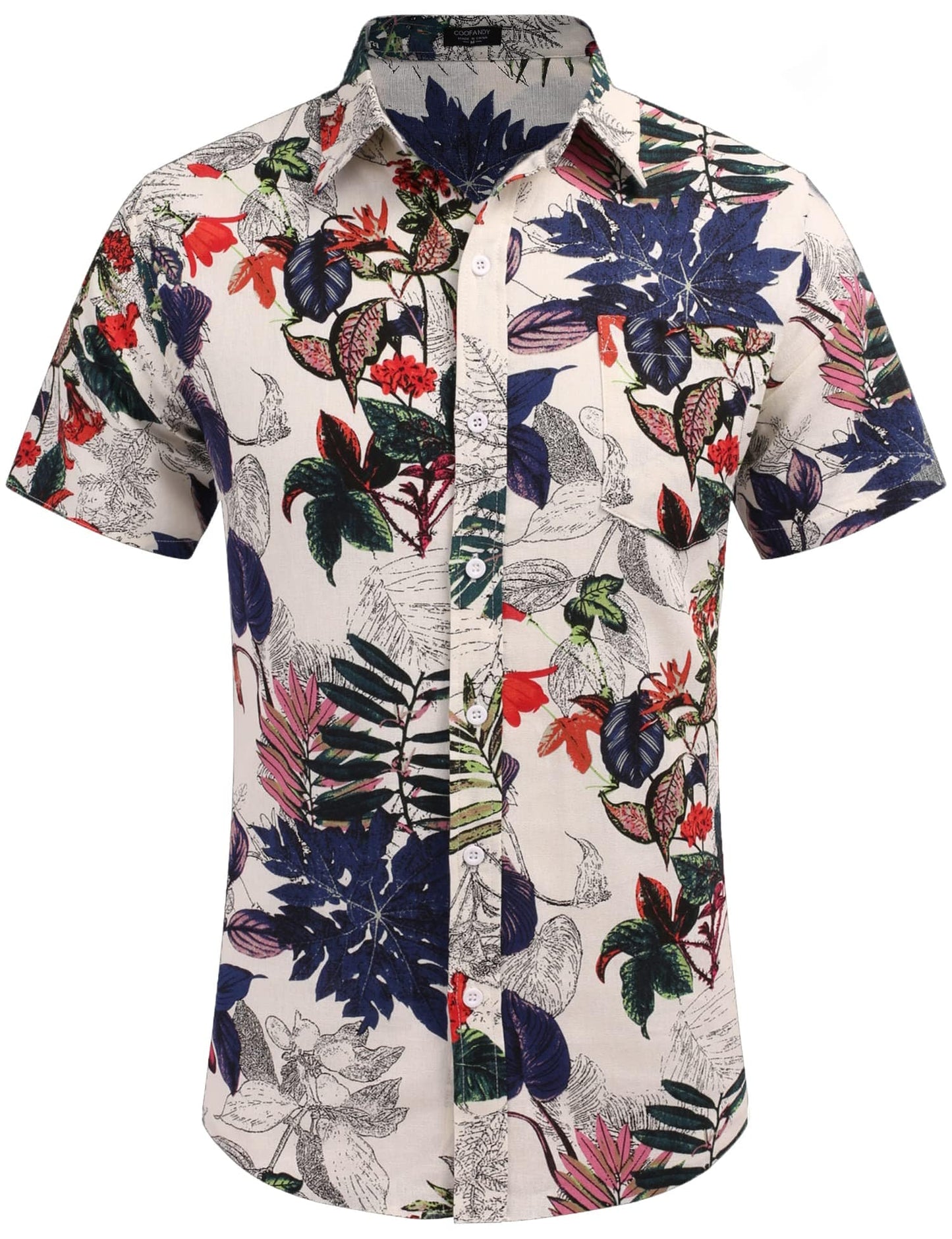 COOFANDY Men's Linen Shirts Casual Button Down Short Sleeve Summer Beach Shirt Hawaiian Vacation Shirts - Xpressa