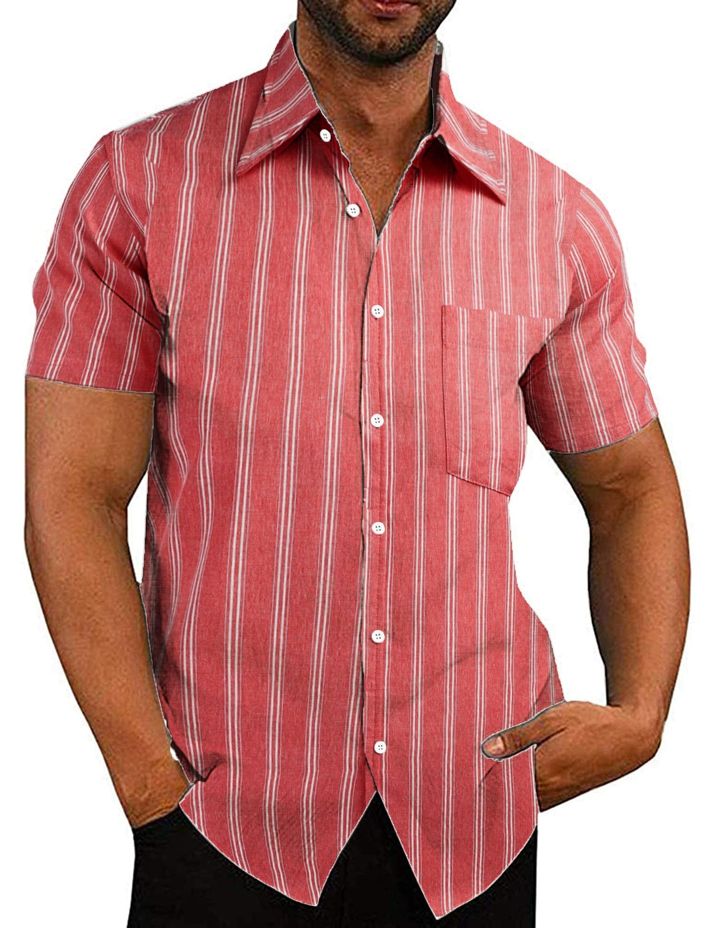 COOFANDY Men's Linen Shirts Casual Button Down Short Sleeve Summer Beach Shirt Hawaiian Vacation Shirts - Xpressa