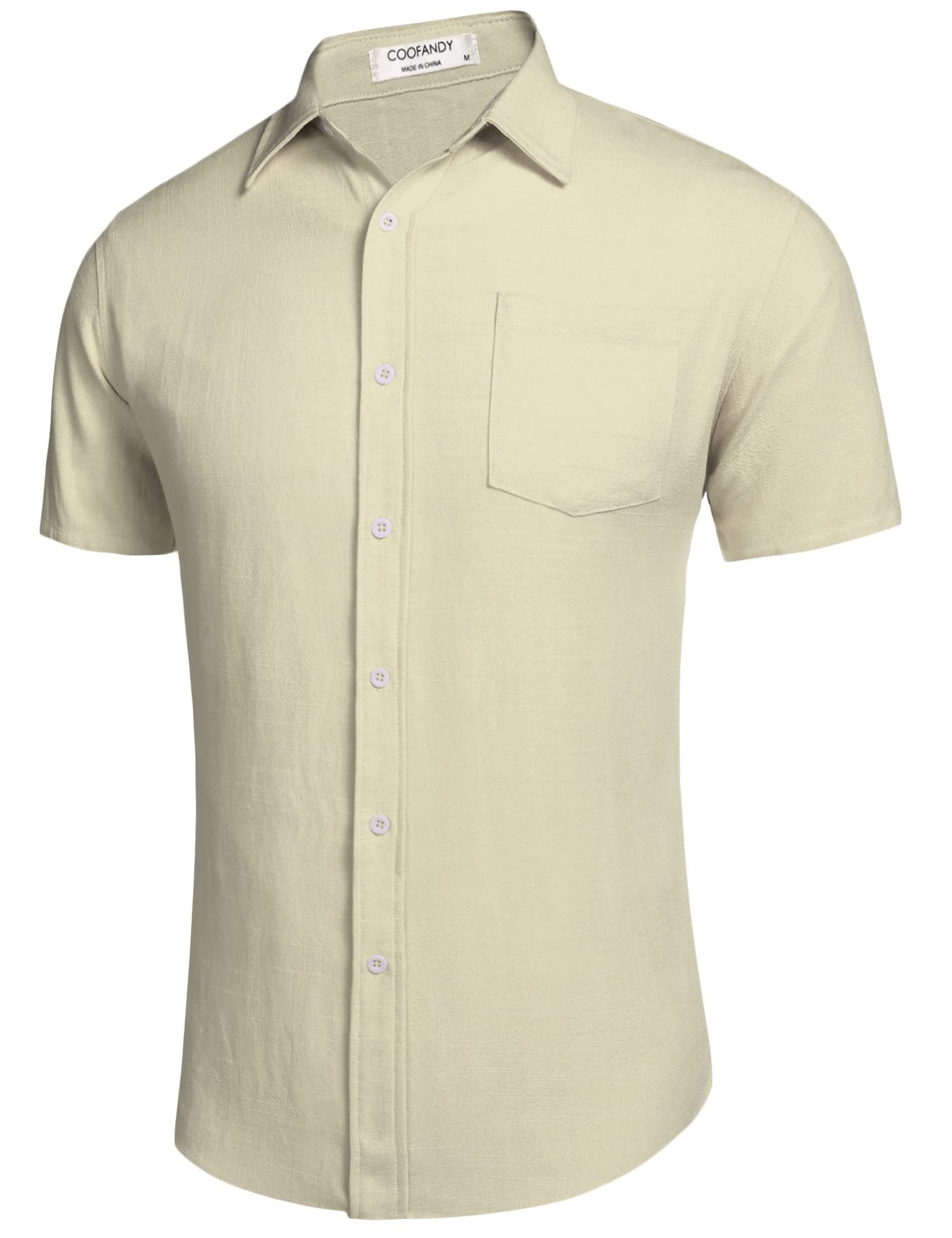 COOFANDY Men's Linen Shirts Casual Button Down Short Sleeve Summer Beach Shirt Hawaiian Vacation Shirts - Xpressa