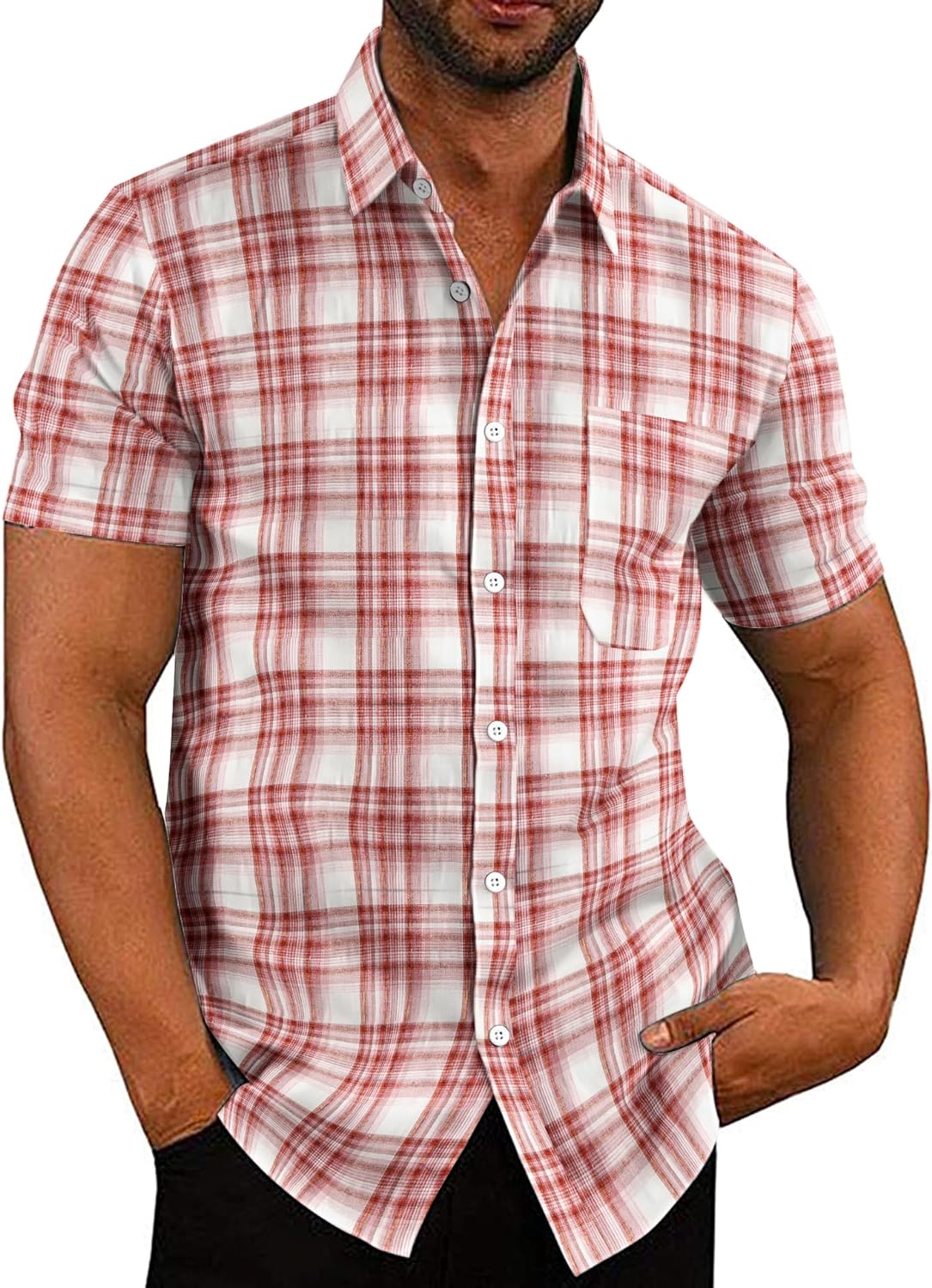 COOFANDY Men's Linen Shirts Casual Button Down Short Sleeve Summer Beach Shirt Hawaiian Vacation Shirts - Xpressa
