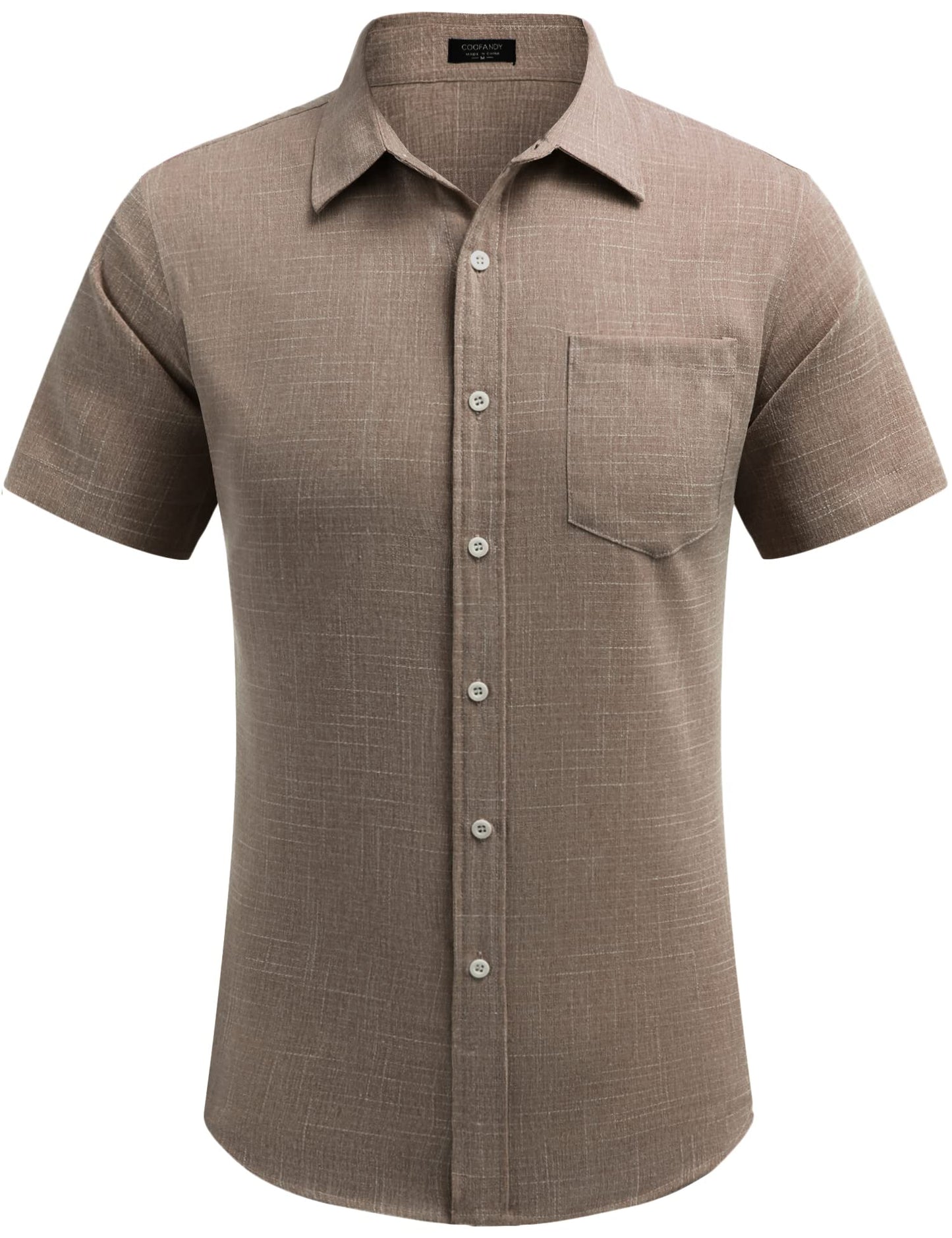 COOFANDY Men's Linen Shirts Casual Button Down Short Sleeve Summer Beach Shirt Hawaiian Vacation Shirts - Xpressa