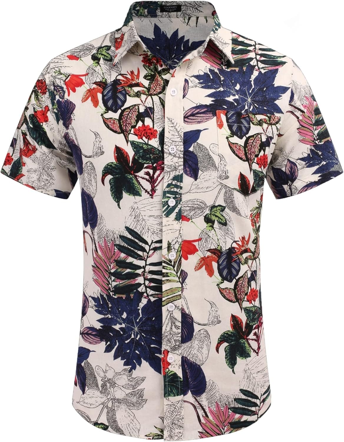 COOFANDY Men's Linen Shirts Casual Button Down Short Sleeve Summer Beach Shirt Hawaiian Vacation Shirts - Xpressa