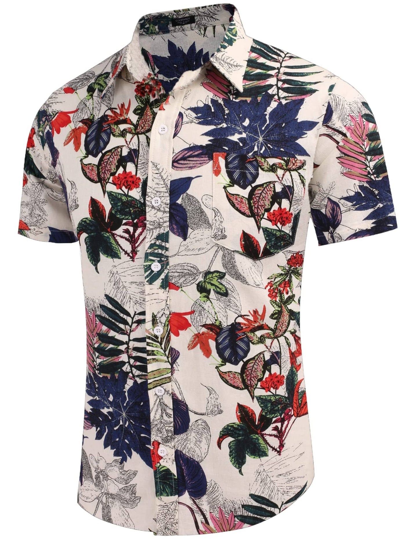 COOFANDY Men's Linen Shirts Casual Button Down Short Sleeve Summer Beach Shirt Hawaiian Vacation Shirts - Xpressa