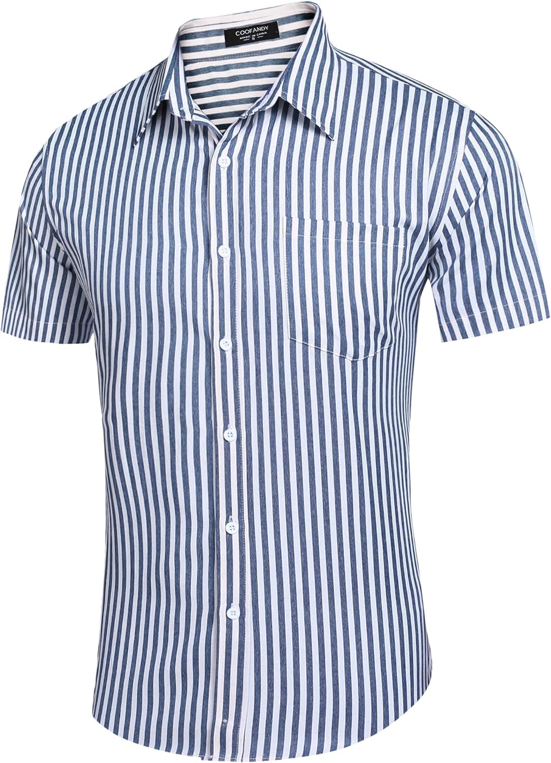COOFANDY Men's Linen Shirts Casual Button Down Short Sleeve Summer Beach Shirt Hawaiian Vacation Shirts - Xpressa
