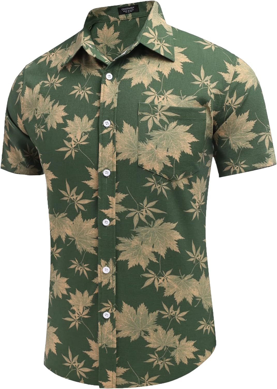 COOFANDY Men's Linen Shirts Casual Button Down Short Sleeve Summer Beach Shirt Hawaiian Vacation Shirts - Xpressa