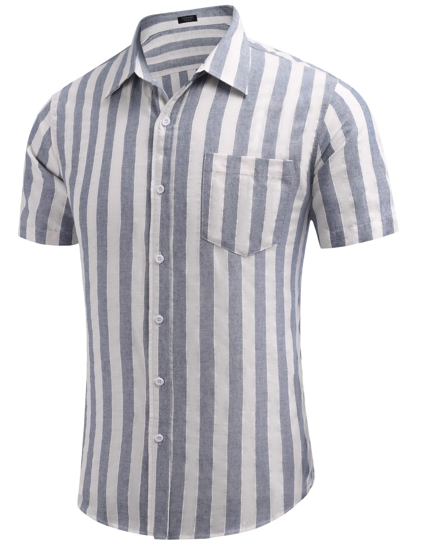 COOFANDY Men's Linen Shirts Casual Button Down Short Sleeve Summer Beach Shirt Hawaiian Vacation Shirts - Xpressa