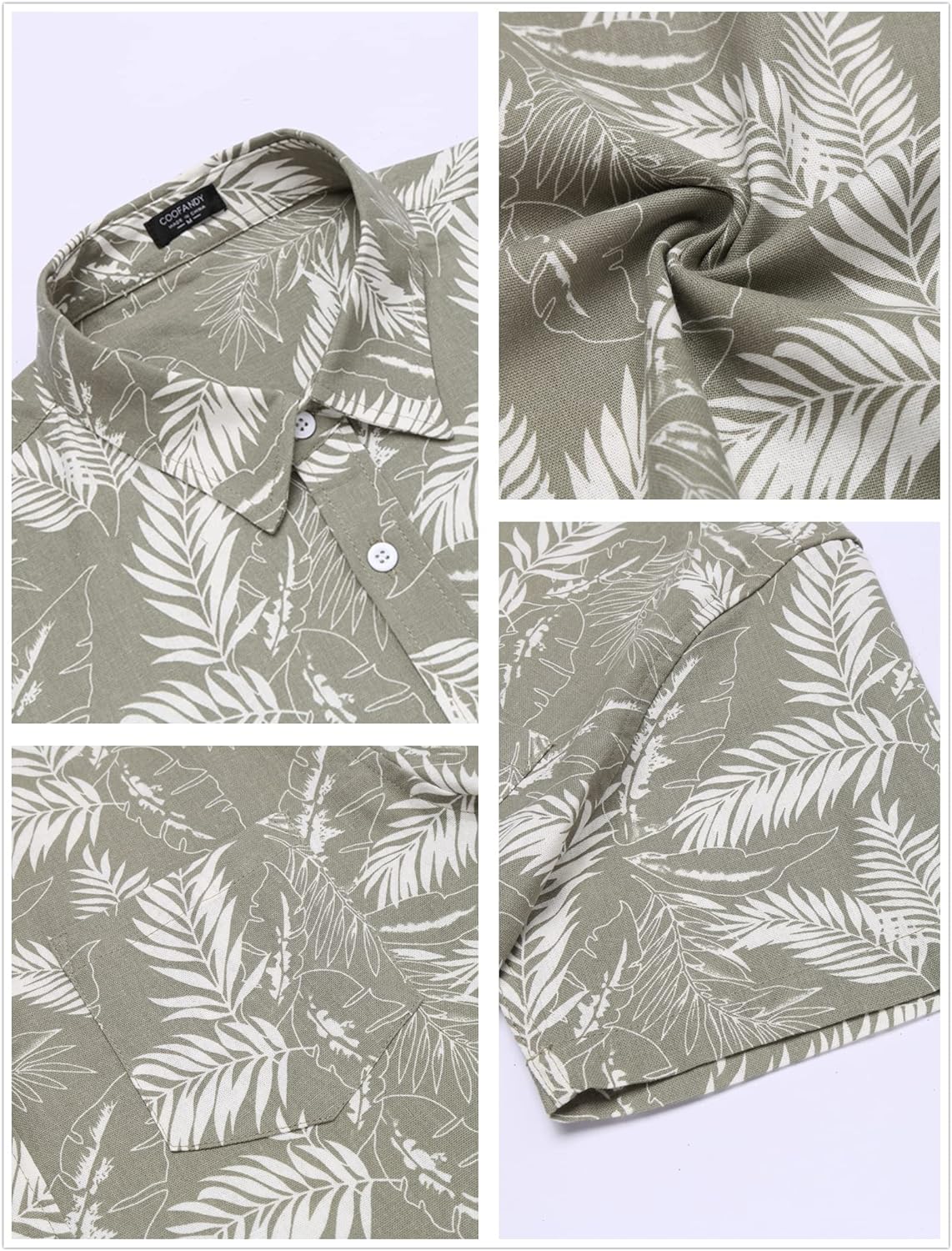 COOFANDY Men's Linen Shirts Casual Button Down Short Sleeve Summer Beach Shirt Hawaiian Vacation Shirts - Xpressa