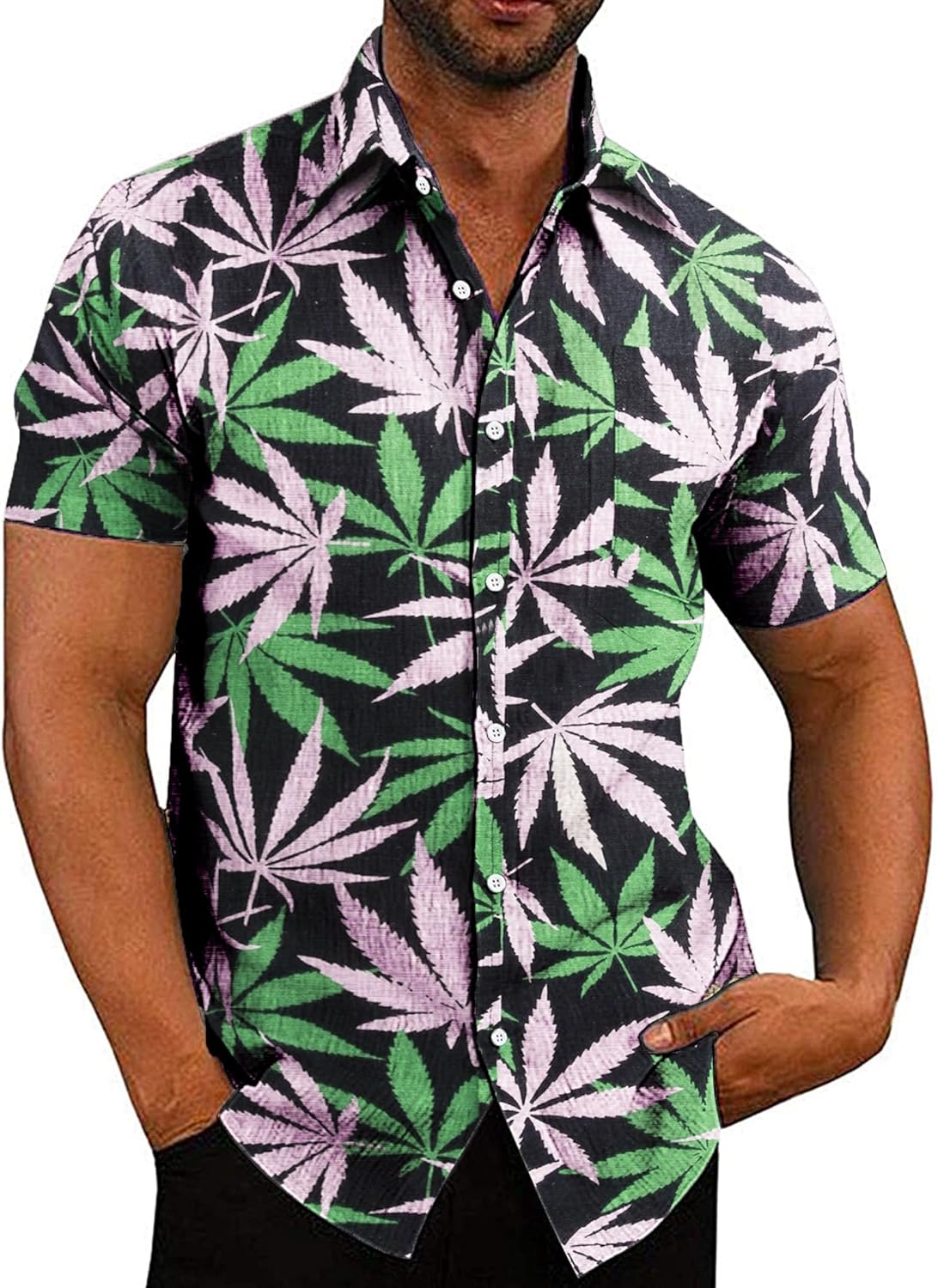 COOFANDY Men's Linen Shirts Casual Button Down Short Sleeve Summer Beach Shirt Hawaiian Vacation Shirts - Xpressa