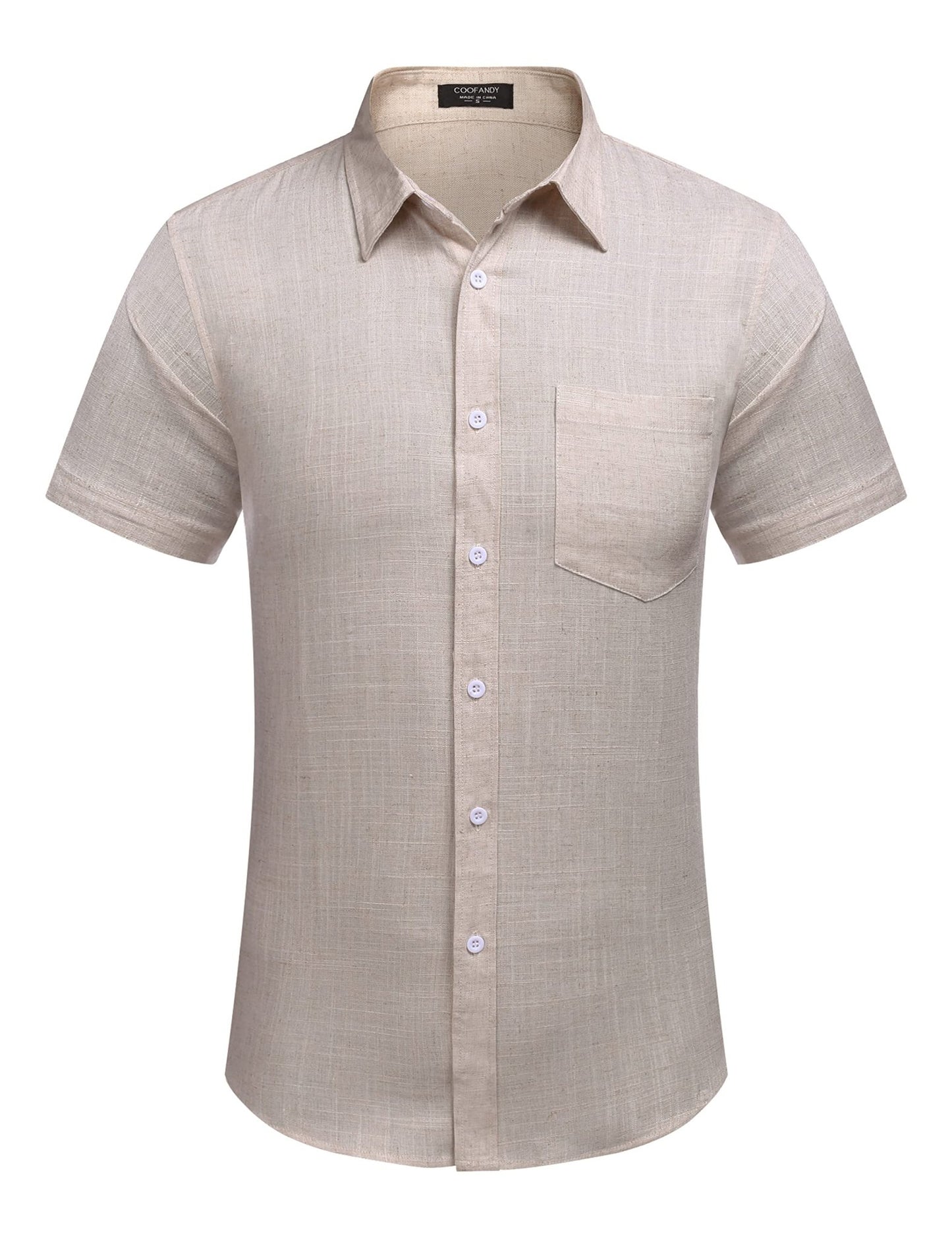 COOFANDY Men's Linen Shirts Casual Button Down Short Sleeve Summer Beach Shirt Hawaiian Vacation Shirts - Xpressa
