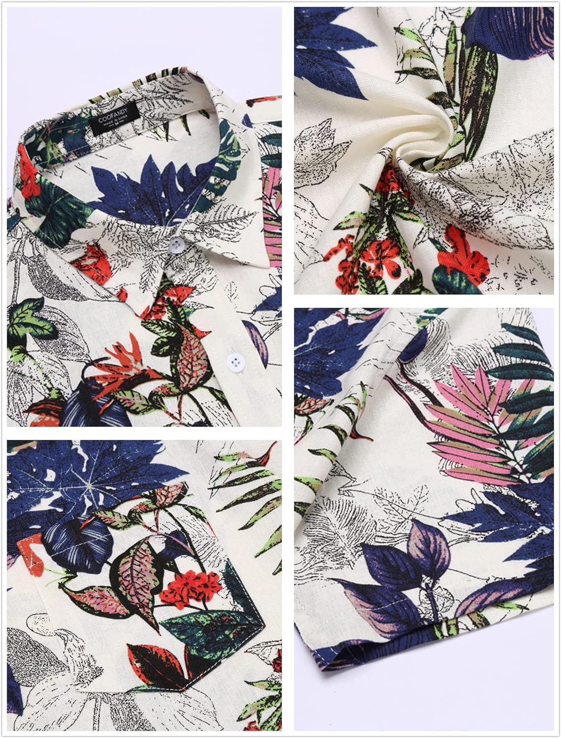 COOFANDY Men's Linen Shirts Casual Button Down Short Sleeve Summer Beach Shirt Hawaiian Vacation Shirts - Xpressa