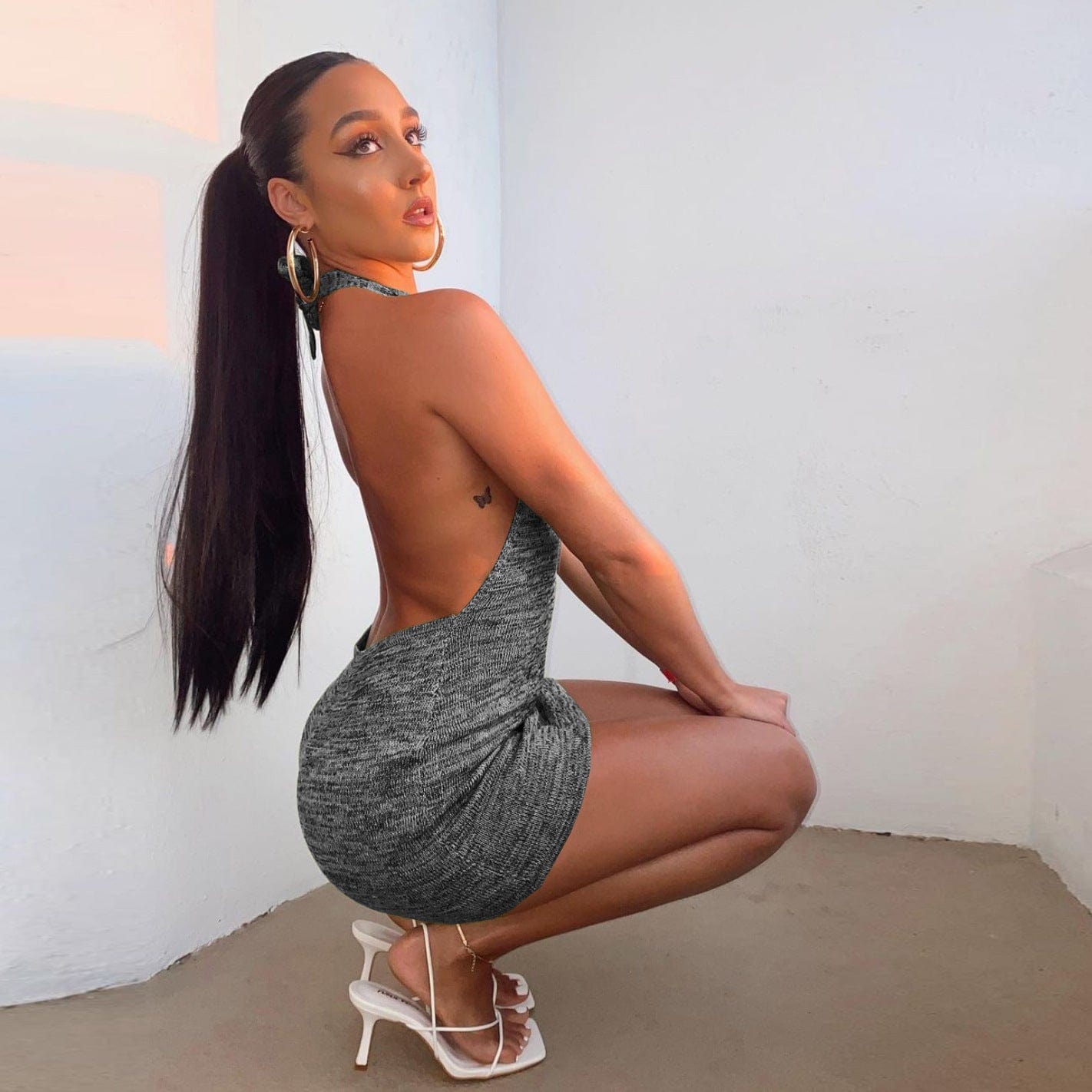 Cryptographic Halter Sexy Backless Mini Dresses Bodycon Skinny - Xpressa