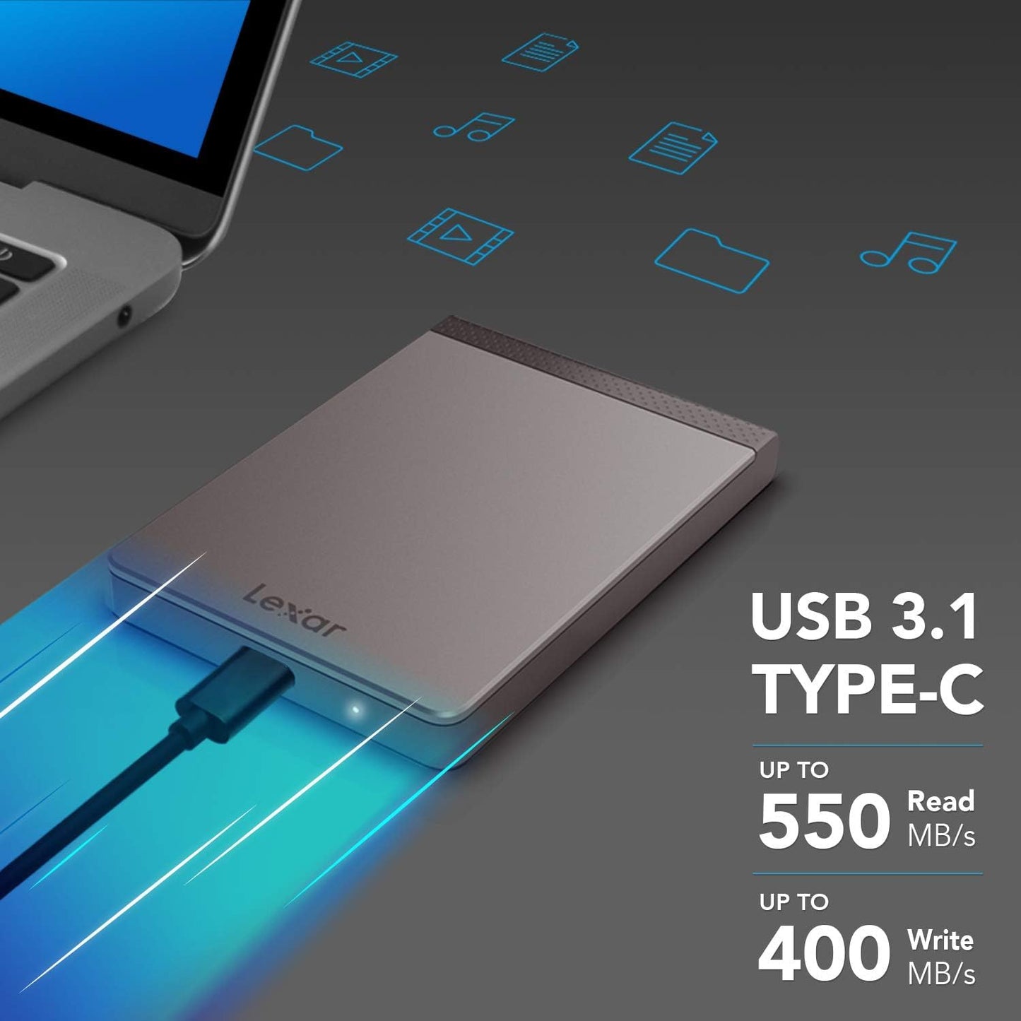 Lexar 2TB SL500 Portable SSD, Up to 2000 MB/s Read, Compatible w/Type - C Laptops, iPhone 15, Smartphones, Tablets, PS5, Xbox, USB 3.2 Gen 2x2, Slim and Lightweight, External SSD (LSL500X002T - RNBNU) - Xpressa
