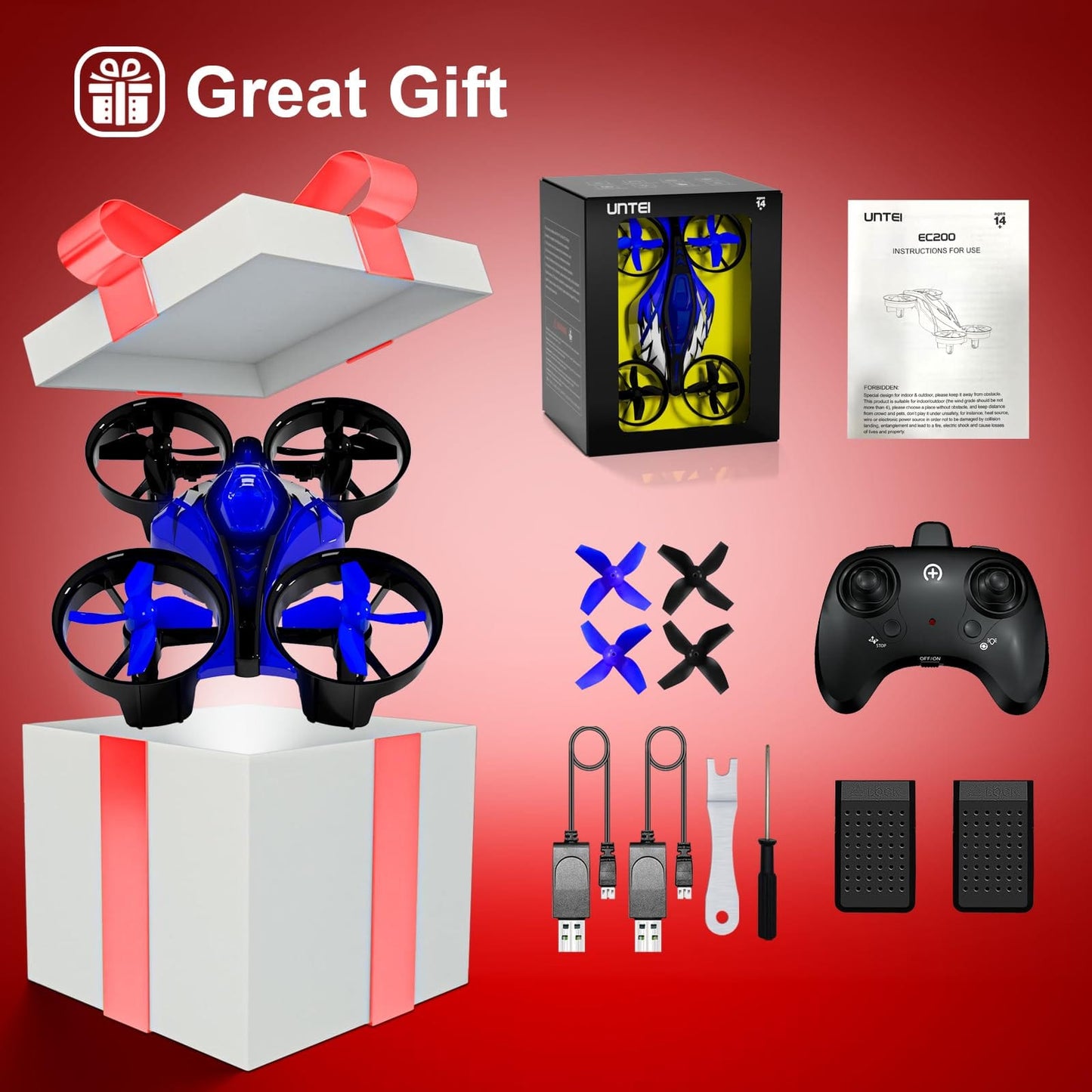 2 In 1 Mini Drones for Kids Remote Control Drone with Land Mode or Fly Mode, LED Lights,Auto Hovering, 3D Flip,Headless Mode and 2 Batteries,Toys Gifts for Boys Girls (Harbor Pink) - Xpressa