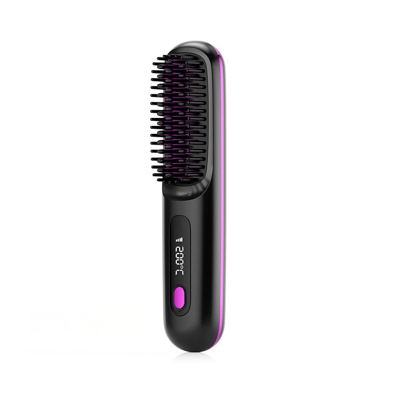 2 In 1 Straight Hair Comb Wireless Hair Straightener Brush Hair Fast Heating Portable Hot Curler USB Charging - Xpressa