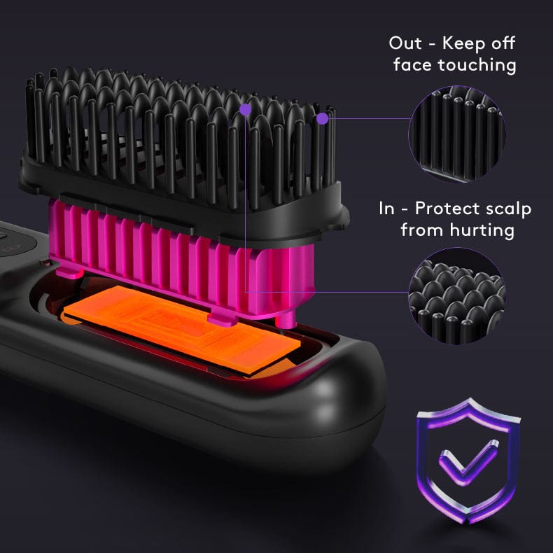 2 In 1 Straight Hair Comb Wireless Hair Straightener Brush Hair Fast Heating Portable Hot Curler USB Charging - Xpressa
