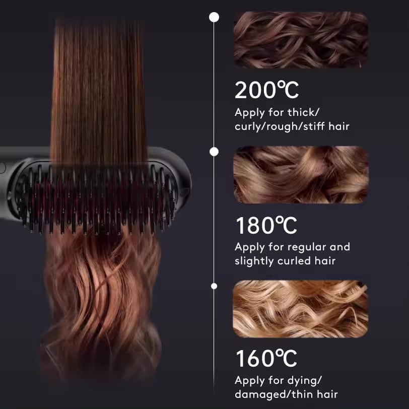 2 In 1 Straight Hair Comb Wireless Hair Straightener Brush Hair Fast Heating Portable Hot Curler USB Charging - Xpressa
