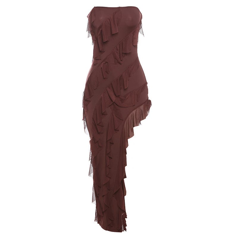 2024 Summer Trend Skinny Women's Fashion Tube Top Backless Split Tassel Dress Birthday Party Clubwear - Xpressa