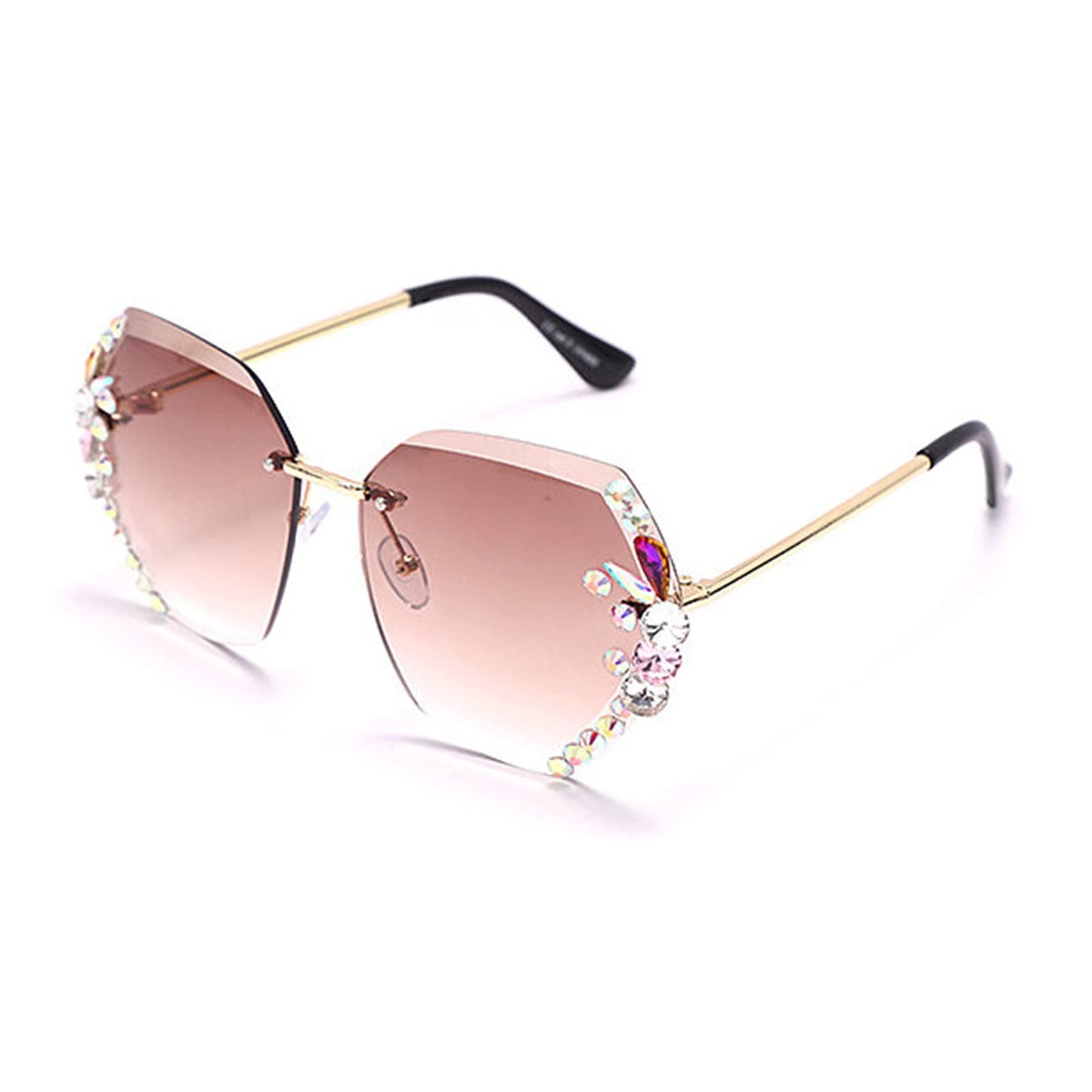 2025 Willochra Square Crystal Vintage Rimless Rhinestone Sunglasses Fashion Gradient Lens Sun Glasses Shades for Female - Xpressa