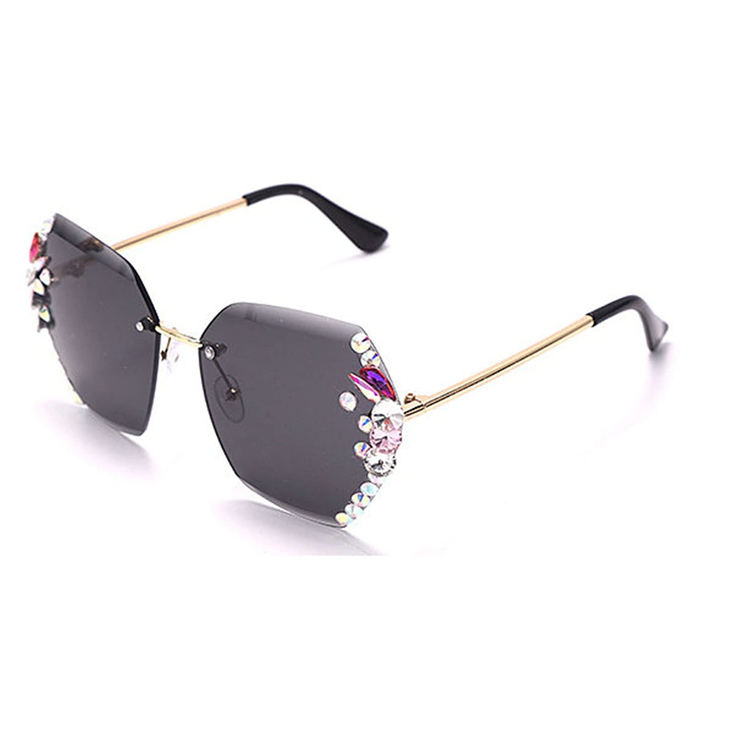 2025 Willochra Square Crystal Vintage Rimless Rhinestone Sunglasses Fashion Gradient Lens Sun Glasses Shades for Female - Xpressa