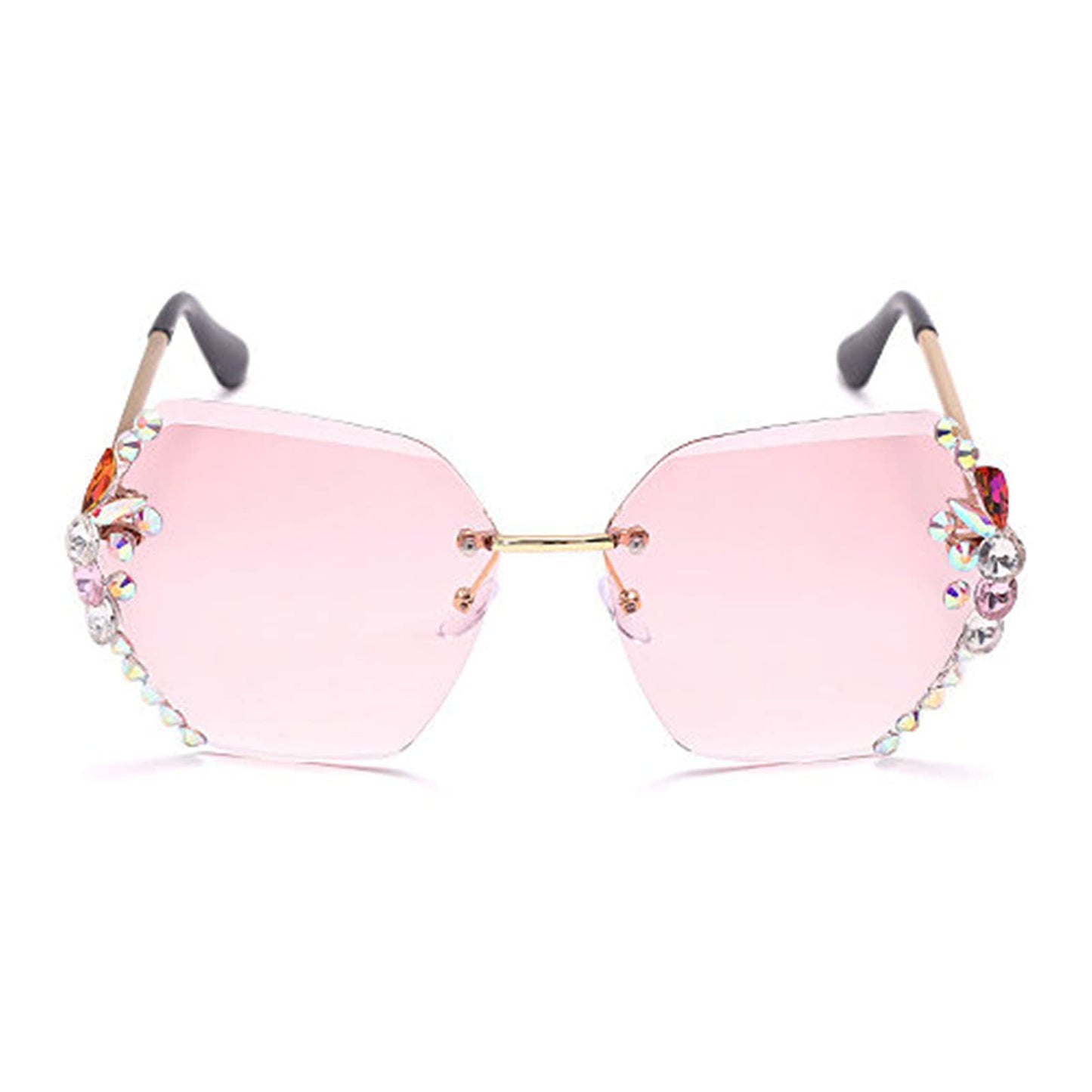 2025 Willochra Square Crystal Vintage Rimless Rhinestone Sunglasses Fashion Gradient Lens Sun Glasses Shades for Female - Xpressa