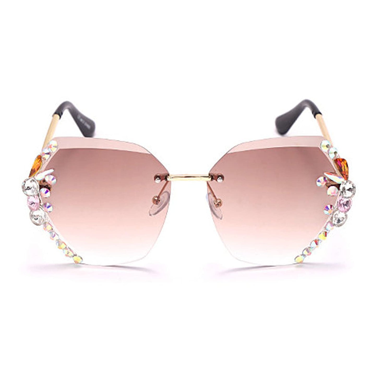 2025 Willochra Square Crystal Vintage Rimless Rhinestone Sunglasses Fashion Gradient Lens Sun Glasses Shades for Female - Xpressa