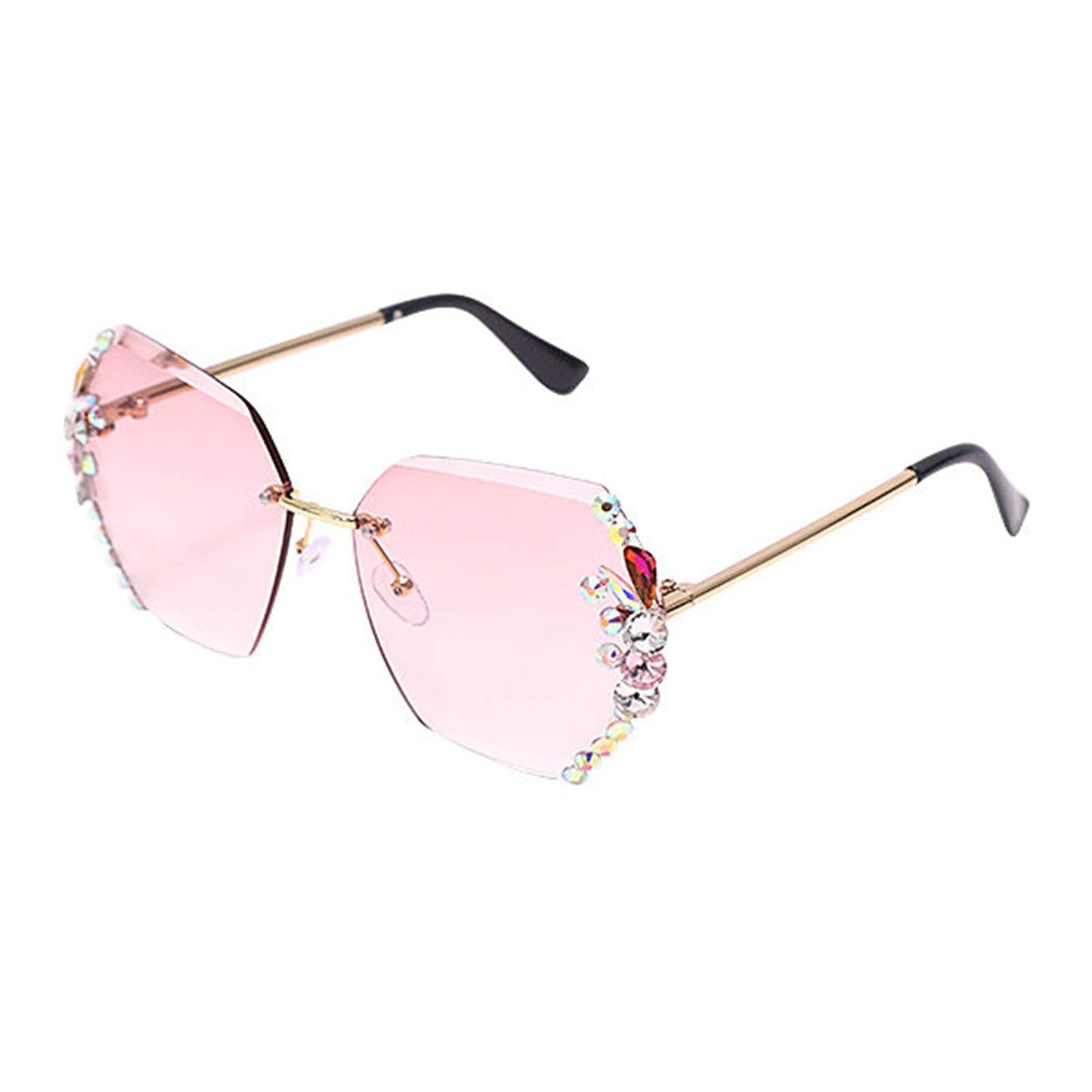 2025 Willochra Square Crystal Vintage Rimless Rhinestone Sunglasses Fashion Gradient Lens Sun Glasses Shades for Female - Xpressa