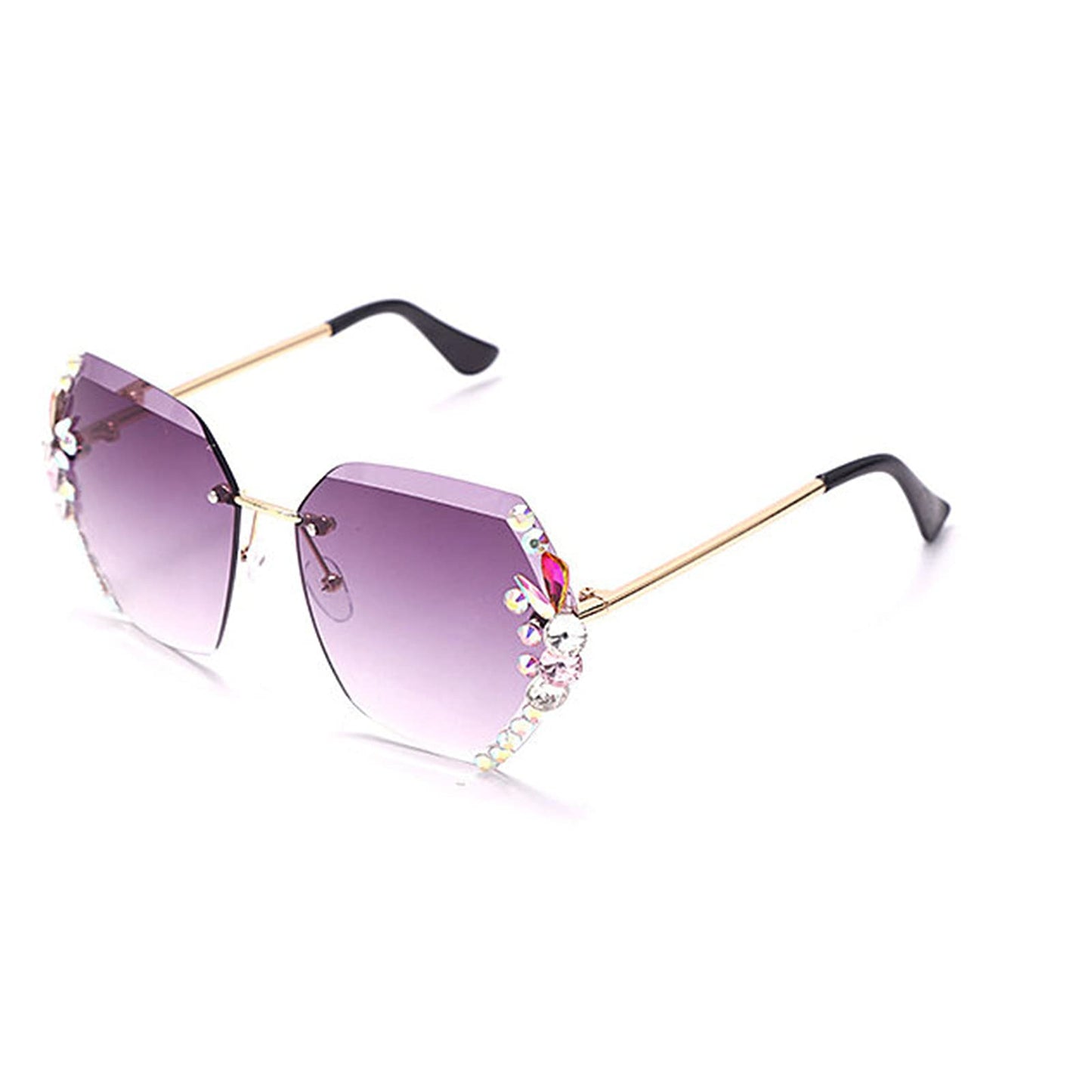 2025 Willochra Square Crystal Vintage Rimless Rhinestone Sunglasses Fashion Gradient Lens Sun Glasses Shades for Female - Xpressa