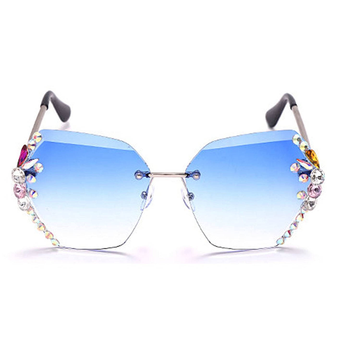 2025 Willochra Square Crystal Vintage Rimless Rhinestone Sunglasses Fashion Gradient Lens Sun Glasses Shades for Female - Xpressa