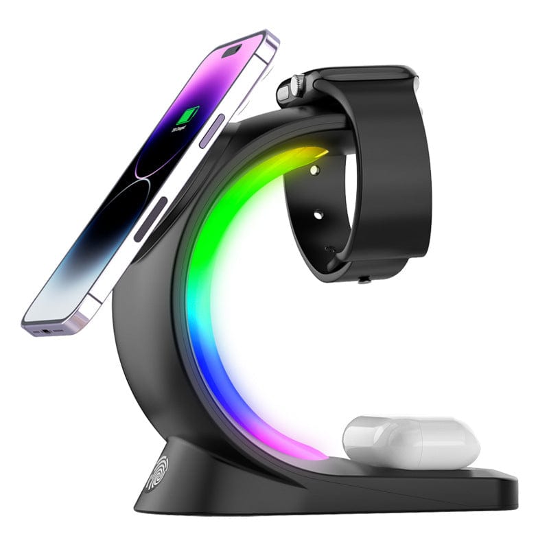 4 In 1 Magnetic Wireless Charger Fast Charging For Smart Phone Atmosphere Light Charging Station For Airpods Pro I - phone Watch - Xpressa