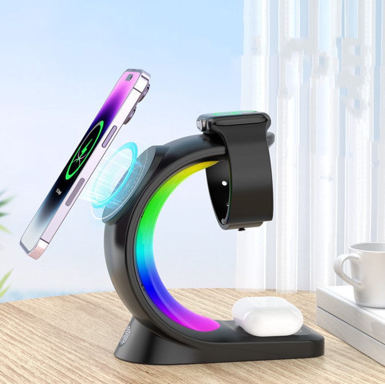4 In 1 Magnetic Wireless Charger Fast Charging For Smart Phone Atmosphere Light Charging Station For Airpods Pro I - phone Watch - Xpressa